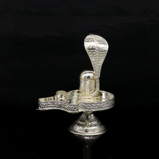 Fine 925 sterling silver handmade Lord shiva-Linga Stand, silver utensil, silver puja temple art, shiva lingam stand with serpent su161 - TRIBAL ORNAMENTS