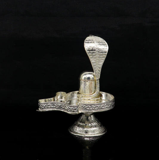 Fine 925 sterling silver handmade Lord shiva-Linga Stand, silver utensil, silver puja temple art, shiva lingam stand with serpent su161 - TRIBAL ORNAMENTS