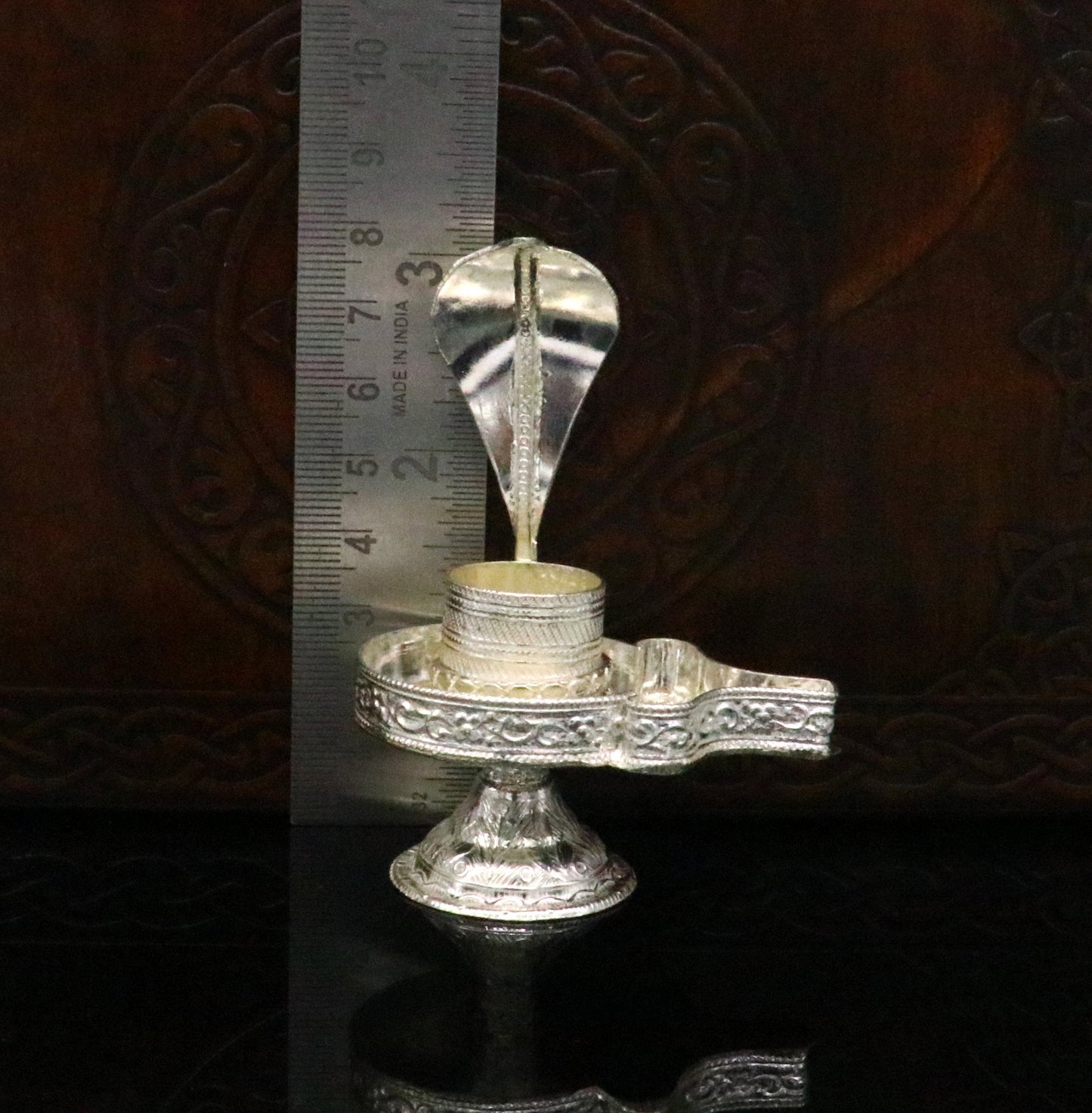 925 fine solid sterling silver lord shiva lingam stand/jalheri, use for put/hold shiva lingam in home temple, awesome handmade article su167 - TRIBAL ORNAMENTS
