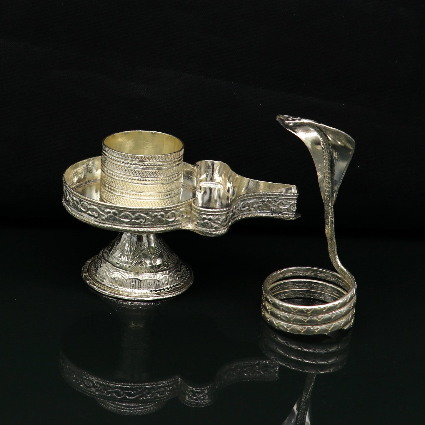 Handcrafted 925 solid silver lord shiva lingam stand/jalheri, use to put shiva lingam,home temple Article, awesome handmade article su170 - TRIBAL ORNAMENTS
