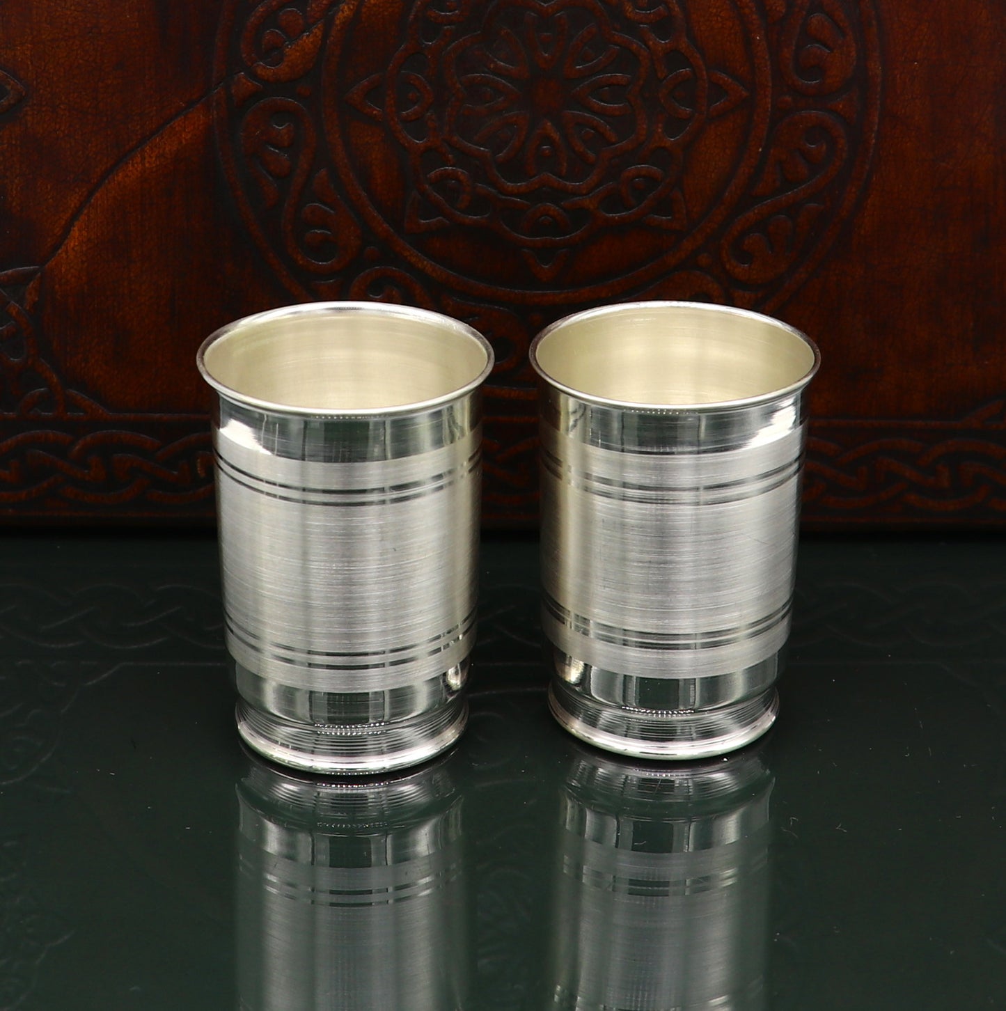999 silver handmade baby glass set, water/milk Glass tumbler, best gifting silver vodka glass, wine glass set, baby feeding utensils sv134 - TRIBAL ORNAMENTS