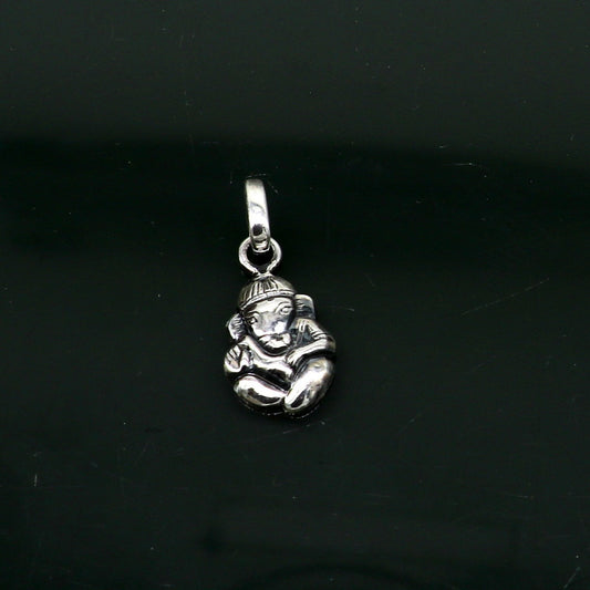 925 fine pure silver small Ganesha idol pendant, unique stylish customized pendant, best gifting vintage style pendant necklace ssp403 - TRIBAL ORNAMENTS