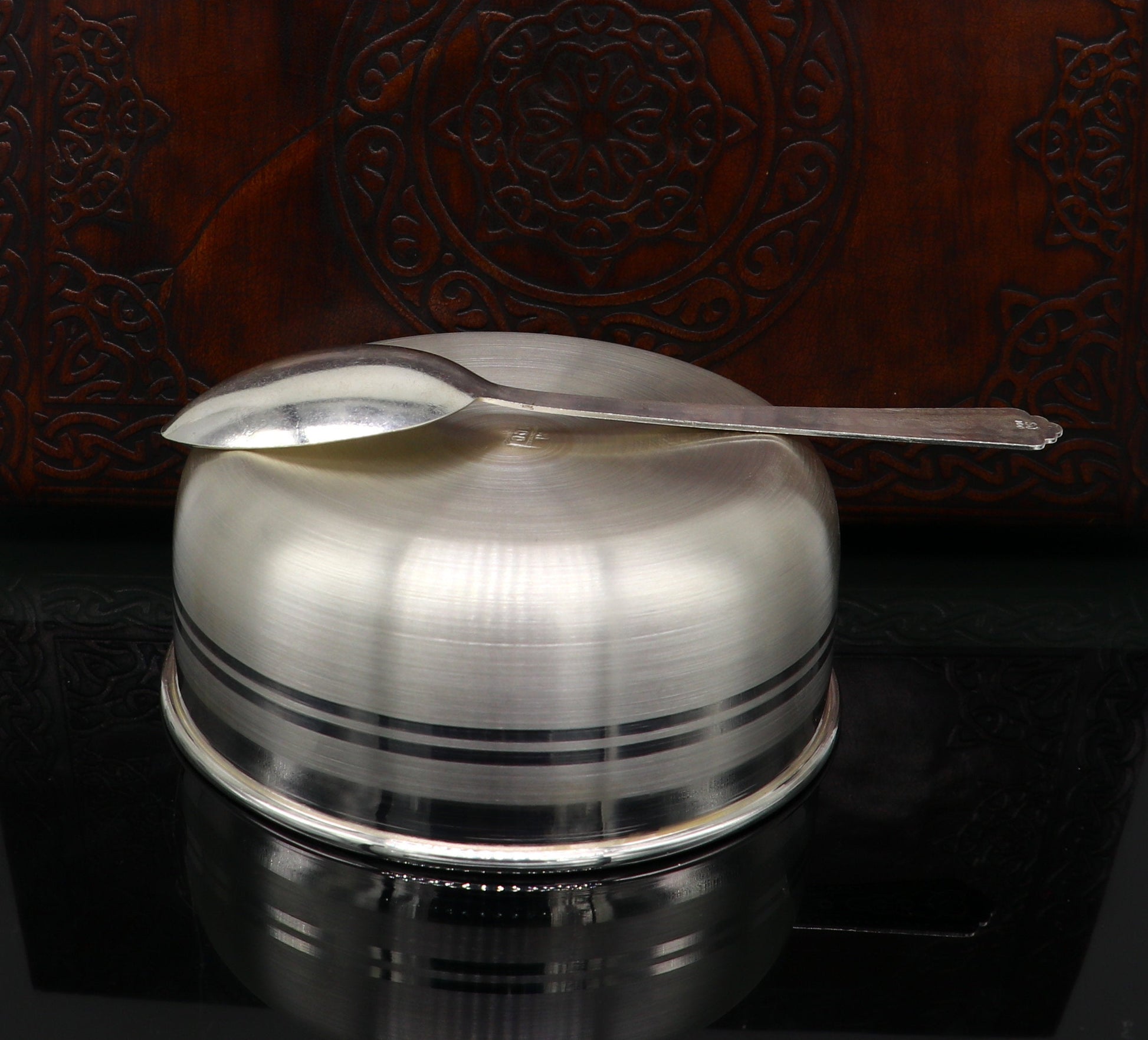 999 pure fine silver handmade solid bowl and spoon, silver baby utensils set, stay healthy kids/baby for using silver vessels, feeding sv126 - TRIBAL ORNAMENTS