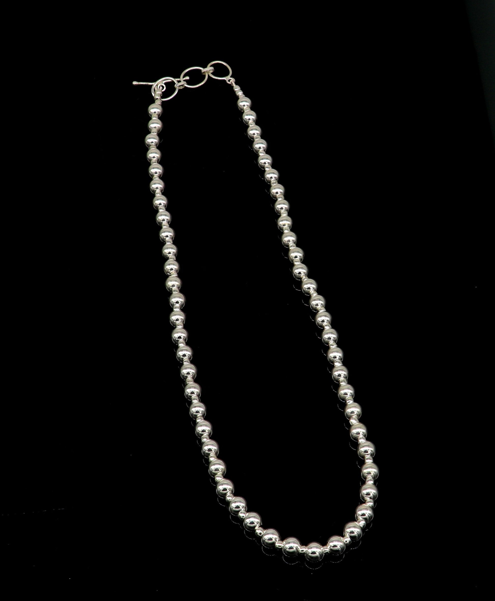 925 sterling silver fabulous plain shiny beaded necklace, modern trendy stylish fancy wedding brides jewelry, best choker necklace nec137 - TRIBAL ORNAMENTS