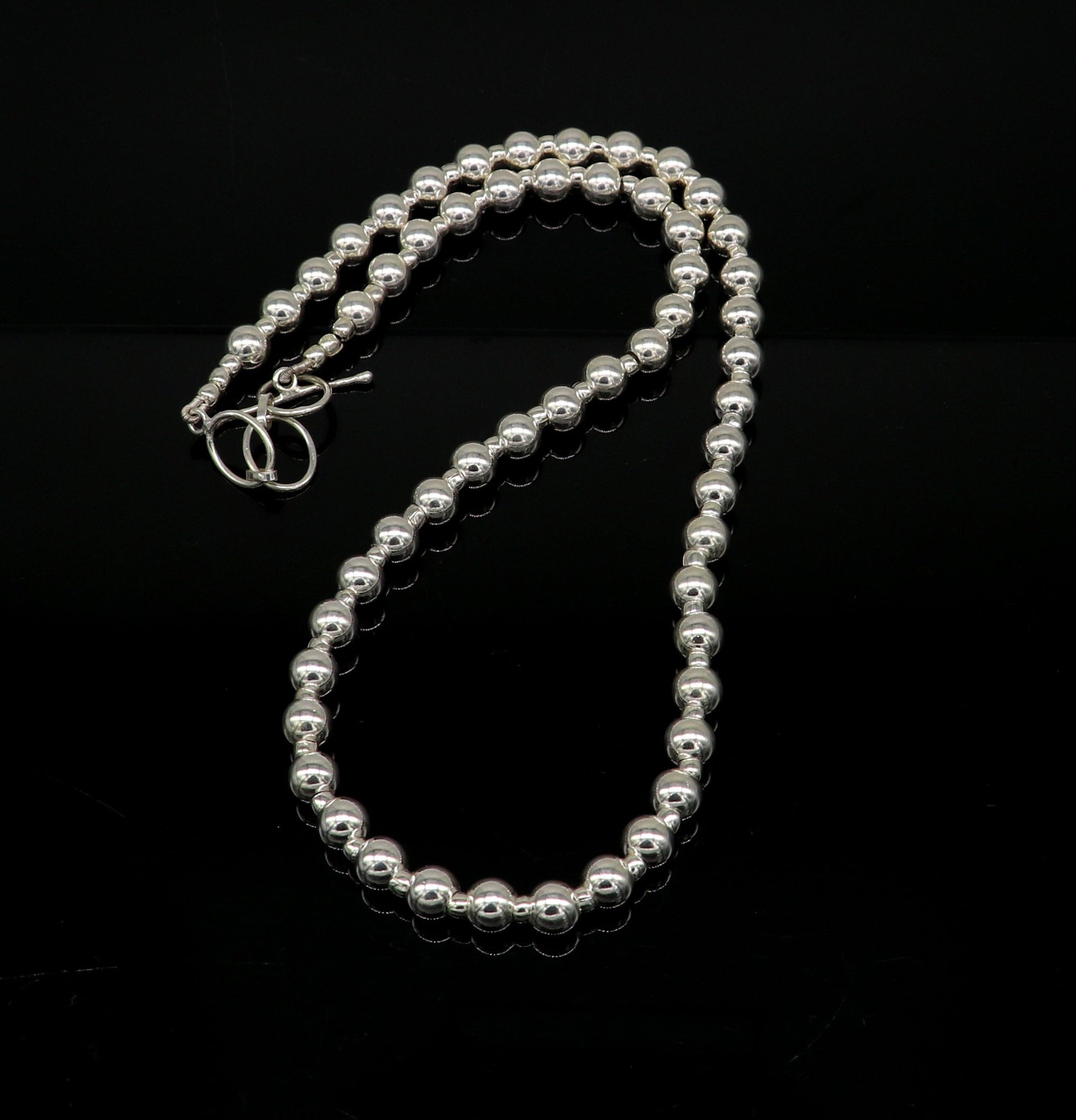 925 sterling silver fabulous plain shiny beaded necklace, modern trendy stylish fancy wedding brides jewelry, best choker necklace nec137 - TRIBAL ORNAMENTS