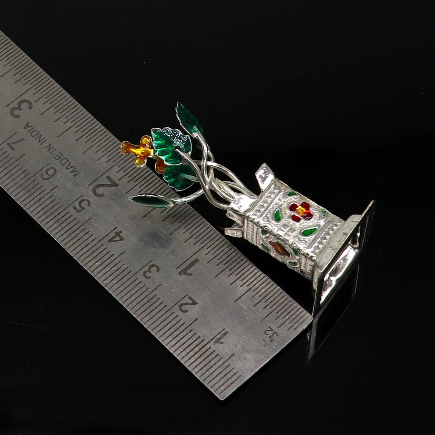 925 sterling silver handmade mini tulsi plant basil rosary plant for puja temple article, excellent customized silver utensils art su158 - TRIBAL ORNAMENTS