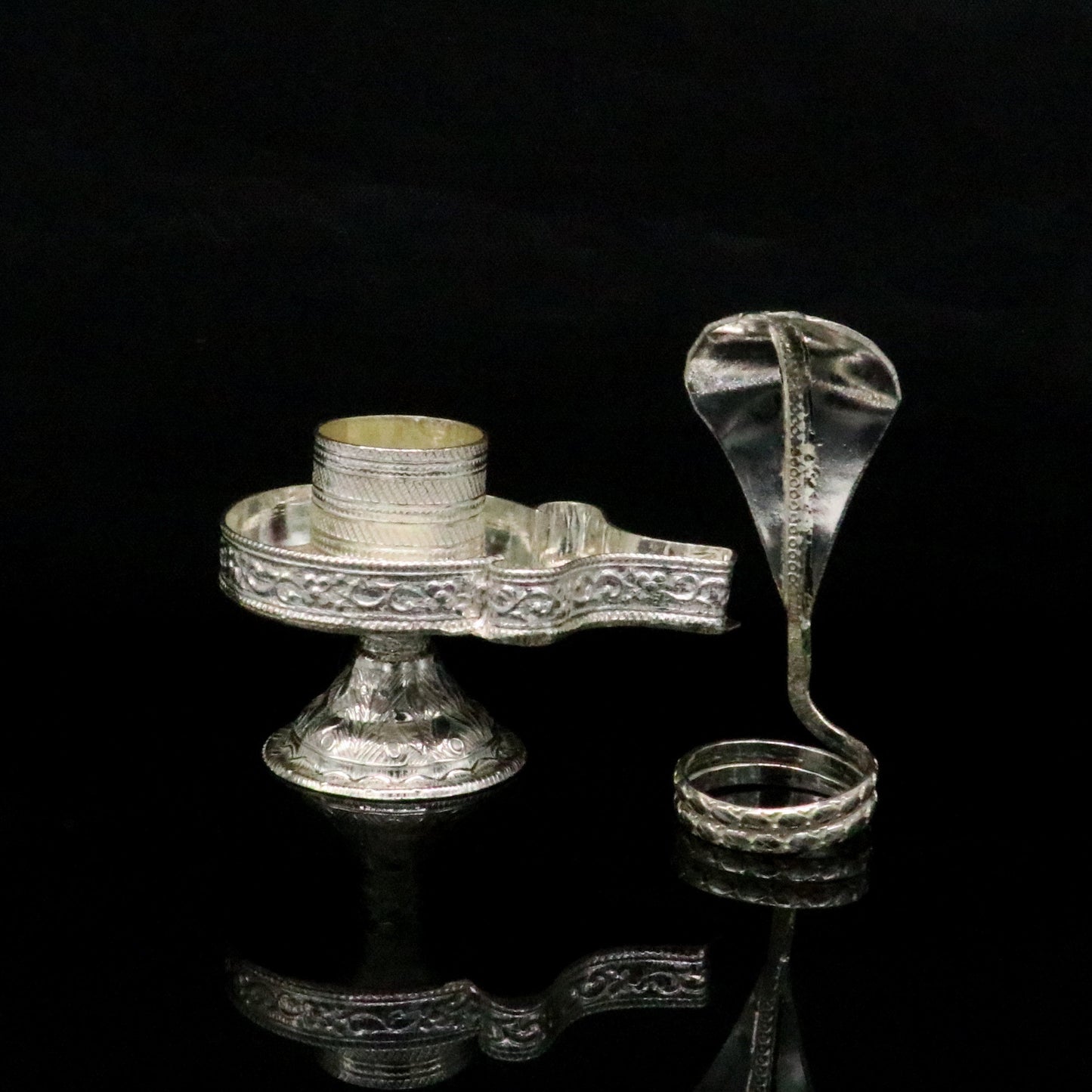 925 fine solid sterling silver lord shiva lingam stand/jalheri, use for put/hold shiva lingam in home temple, awesome handmade article su167 - TRIBAL ORNAMENTS