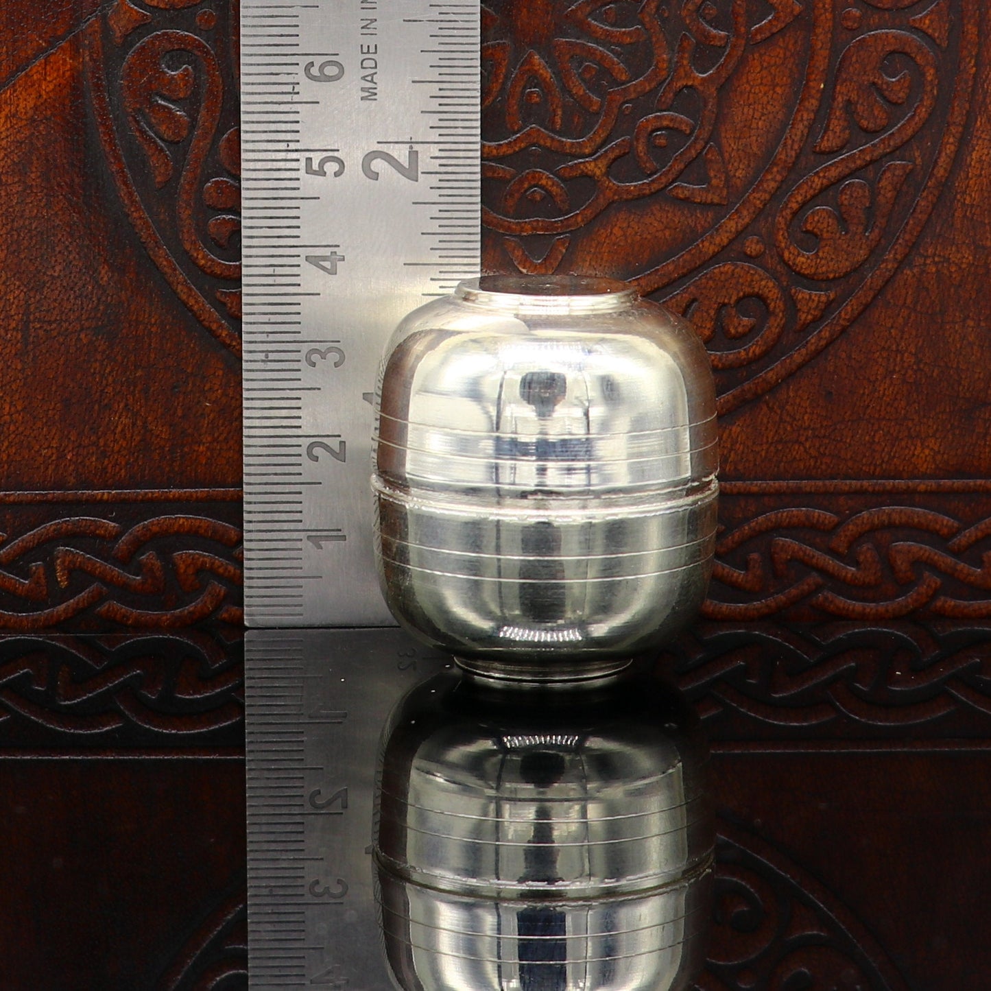 999 fine silver handmade gorgeous prasad box for god, trinket box, container box, brides gifting, jewelry box, solid silver article stb94 - TRIBAL ORNAMENTS