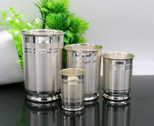 999 fine silver handmade water milk glass tumbler, all sizes silver tumbler, silver baby food dining set, silver utensils gift sv144 - TRIBAL ORNAMENTS