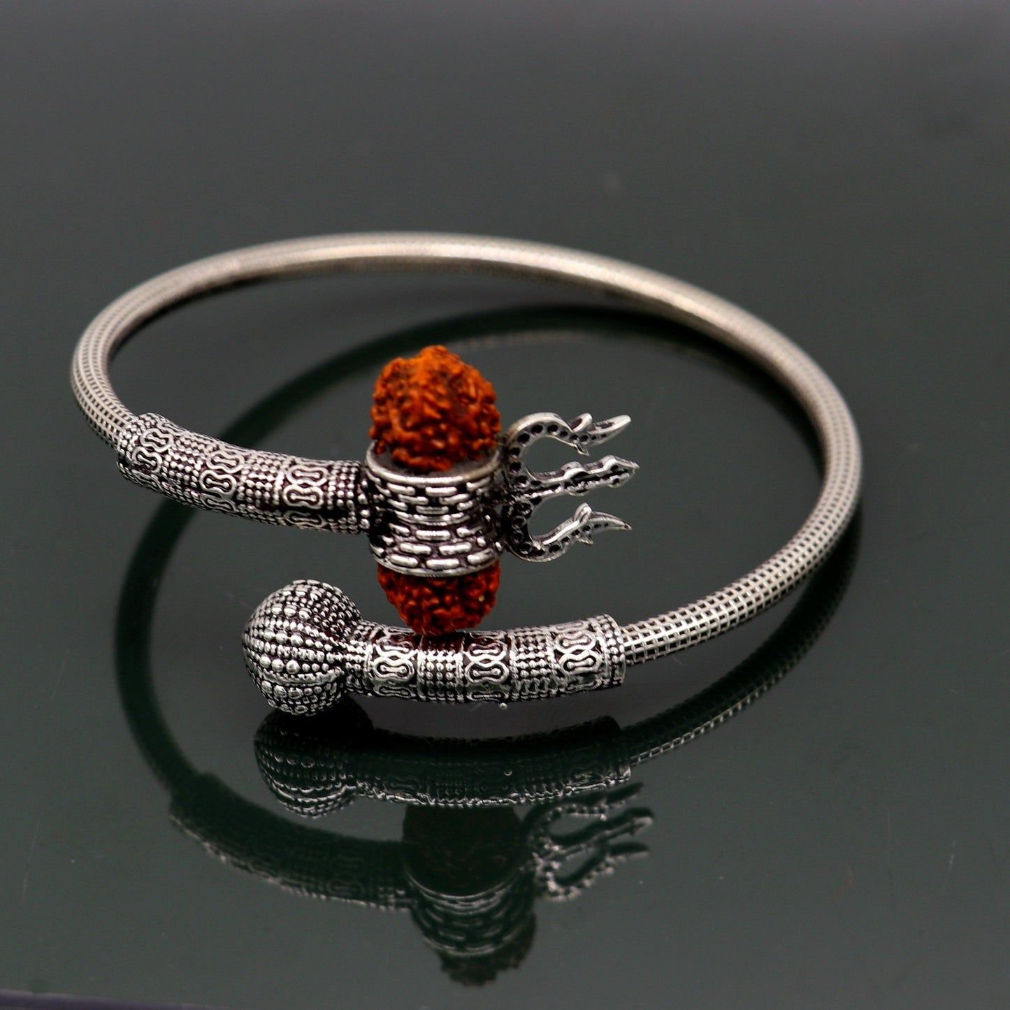 Lord Shiva trident vintage design 925 sterling silver customized lord shiva trident trishul bangle bracelet kada Rudraksha jewelry nsk355 - TRIBAL ORNAMENTS