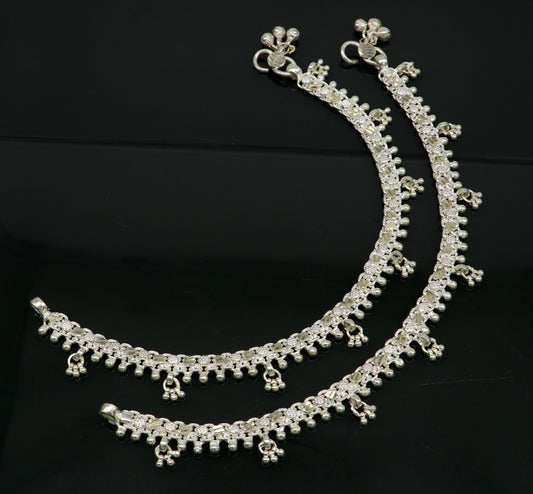 Sterling silver solid customized design ankle bracelet foot bracelet anklet vintage antique design tribal belly genuine jewelry ank323 - TRIBAL ORNAMENTS