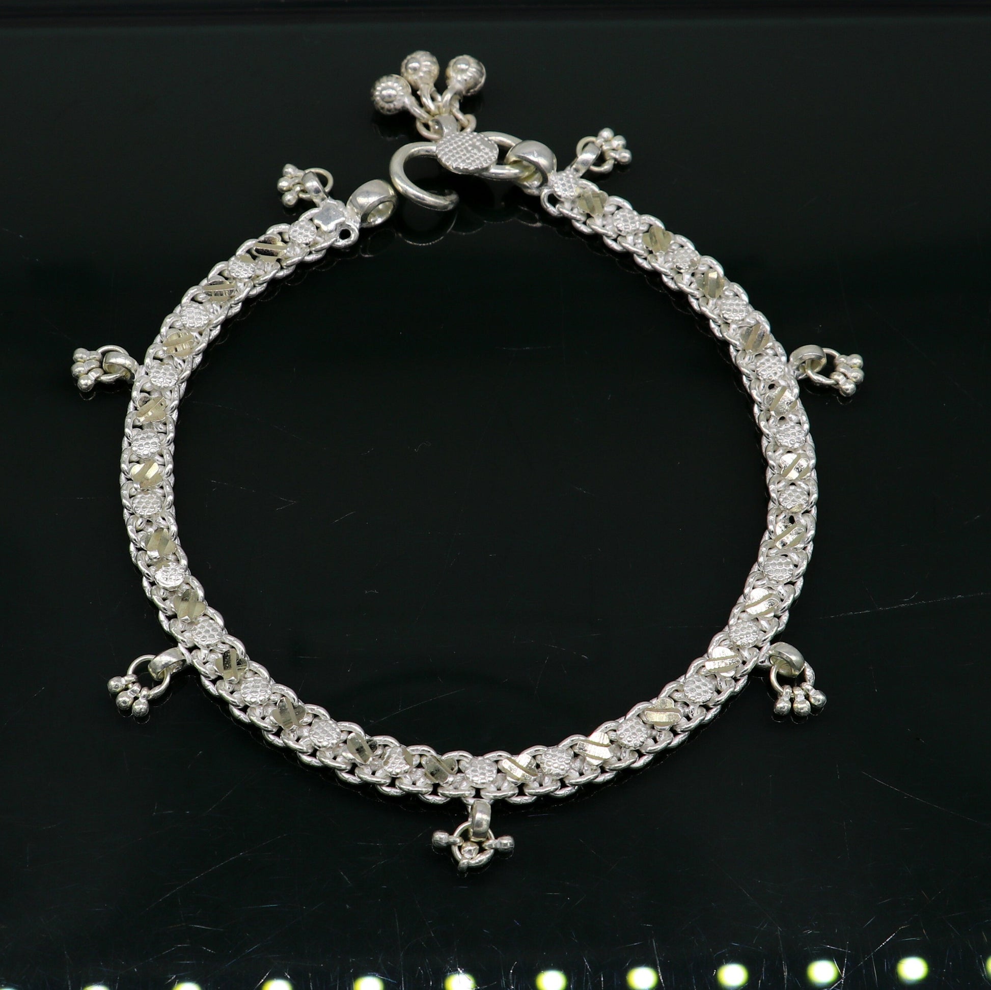 11.8" sterling silver solid customized design ankle bracelet foot bracelet anklets vintage designer tribal belly dance jewelry ank327 - TRIBAL ORNAMENTS