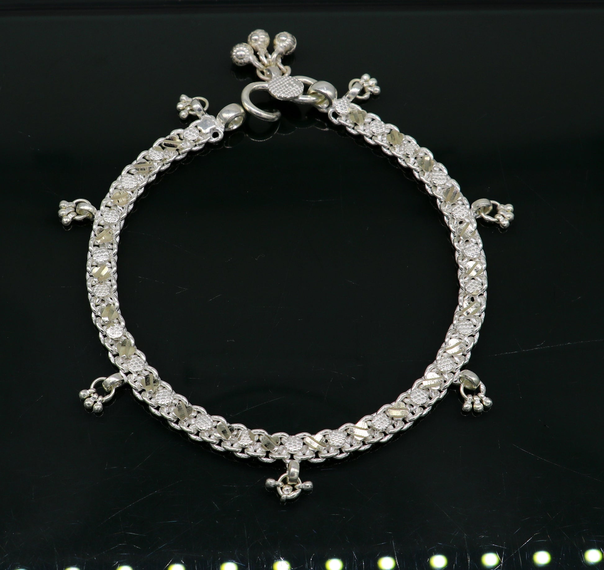 11.8"  sterling silver solid customized design ankle bracelet foot bracelet anklets vintage designer tribal belly dance jewelry ank326 - TRIBAL ORNAMENTS