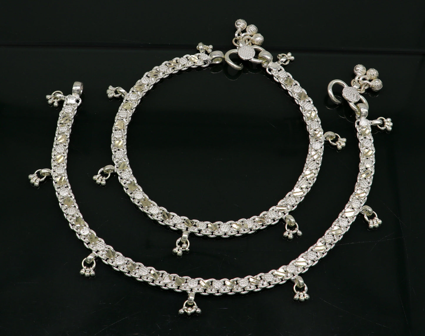 11.8" sterling silver solid customized design ankle bracelet foot bracelet anklets vintage designer tribal belly dance jewelry ank327 - TRIBAL ORNAMENTS