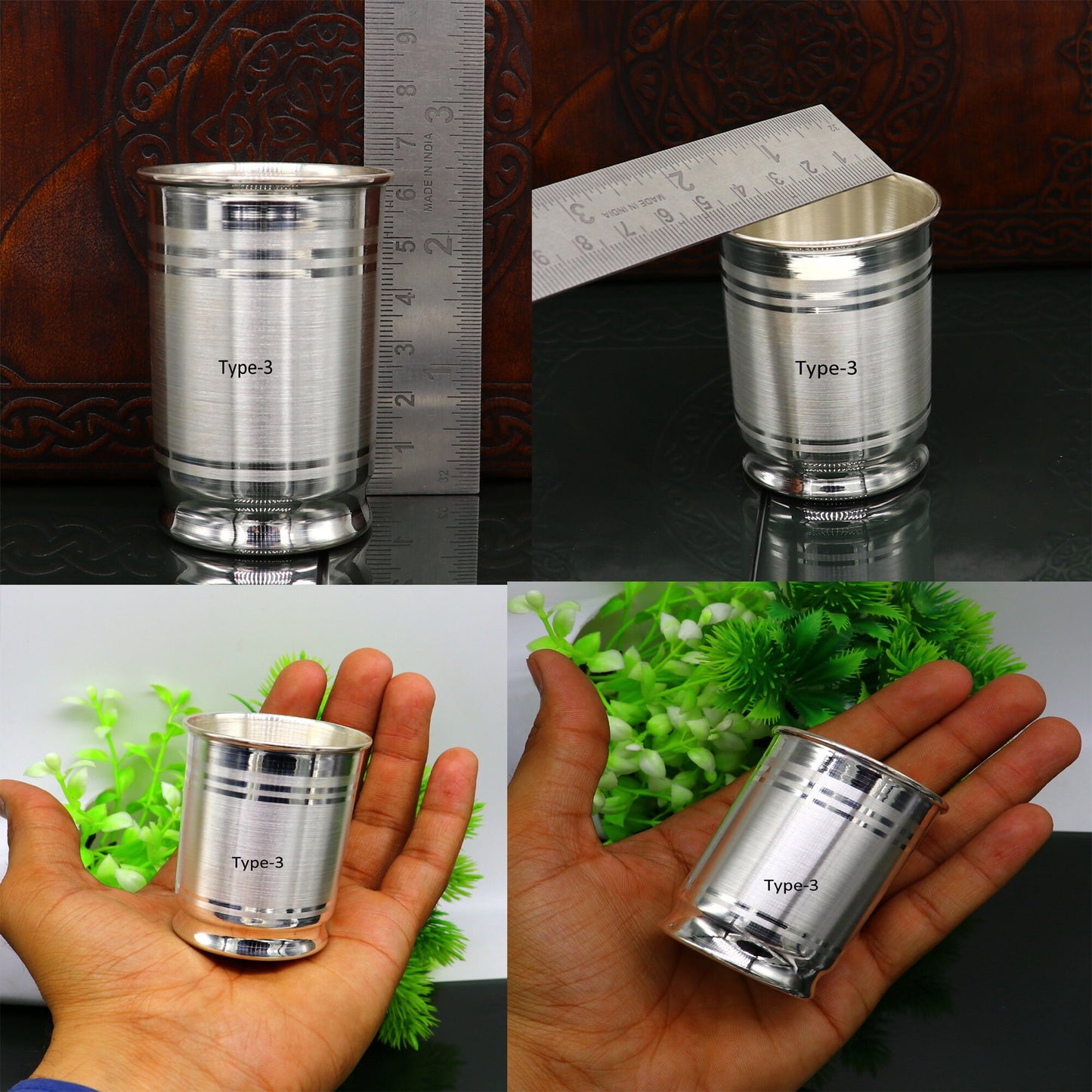999 fine silver handmade water milk glass tumbler, all sizes silver tumbler, silver baby food dining set, silver utensils gift sv144 - TRIBAL ORNAMENTS