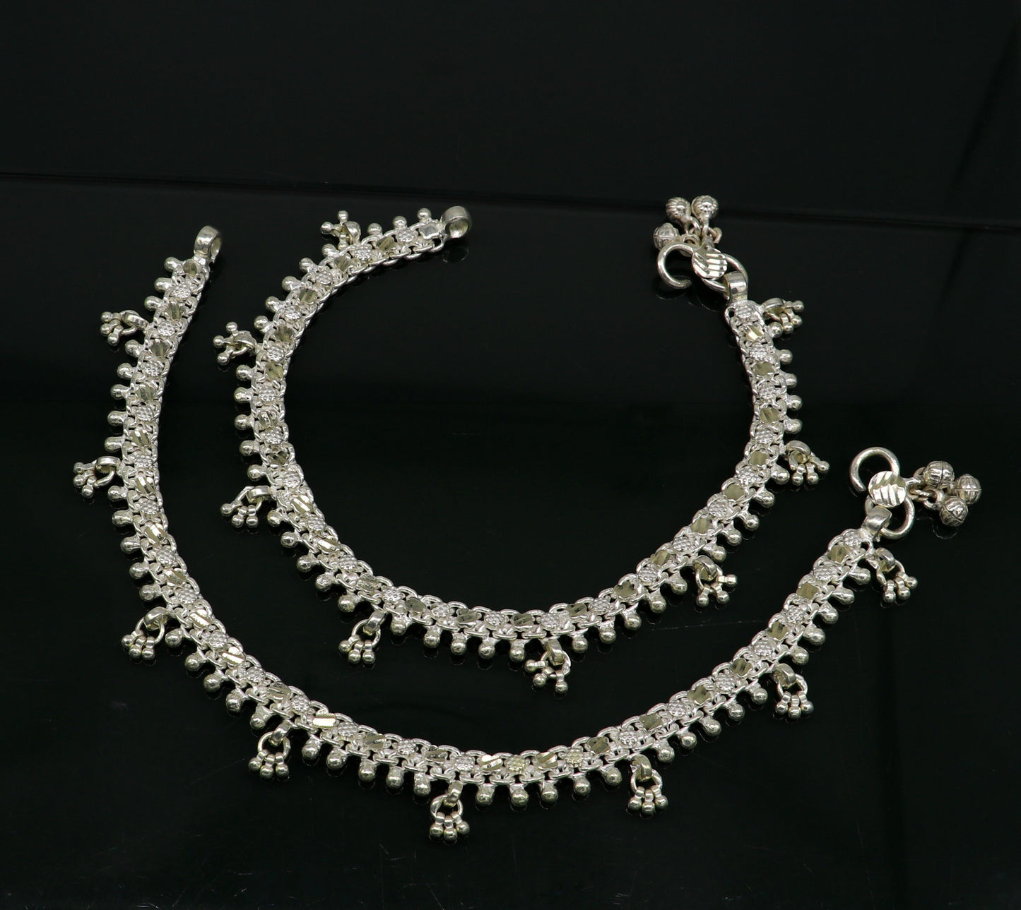 Sterling silver solid customized design ankle bracelet foot bracelet anklet vintage antique design tribal belly genuine jewelry ank323 - TRIBAL ORNAMENTS