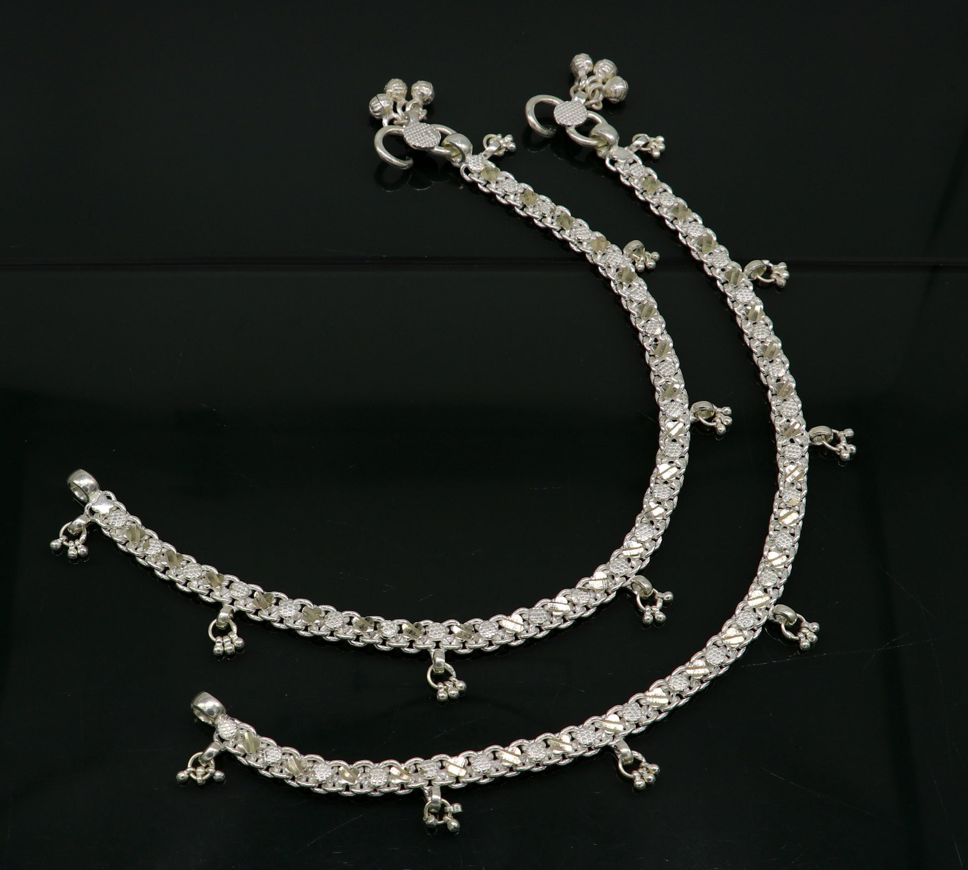 11.8"  sterling silver solid customized design ankle bracelet foot bracelet anklets vintage designer tribal belly dance jewelry ank326 - TRIBAL ORNAMENTS