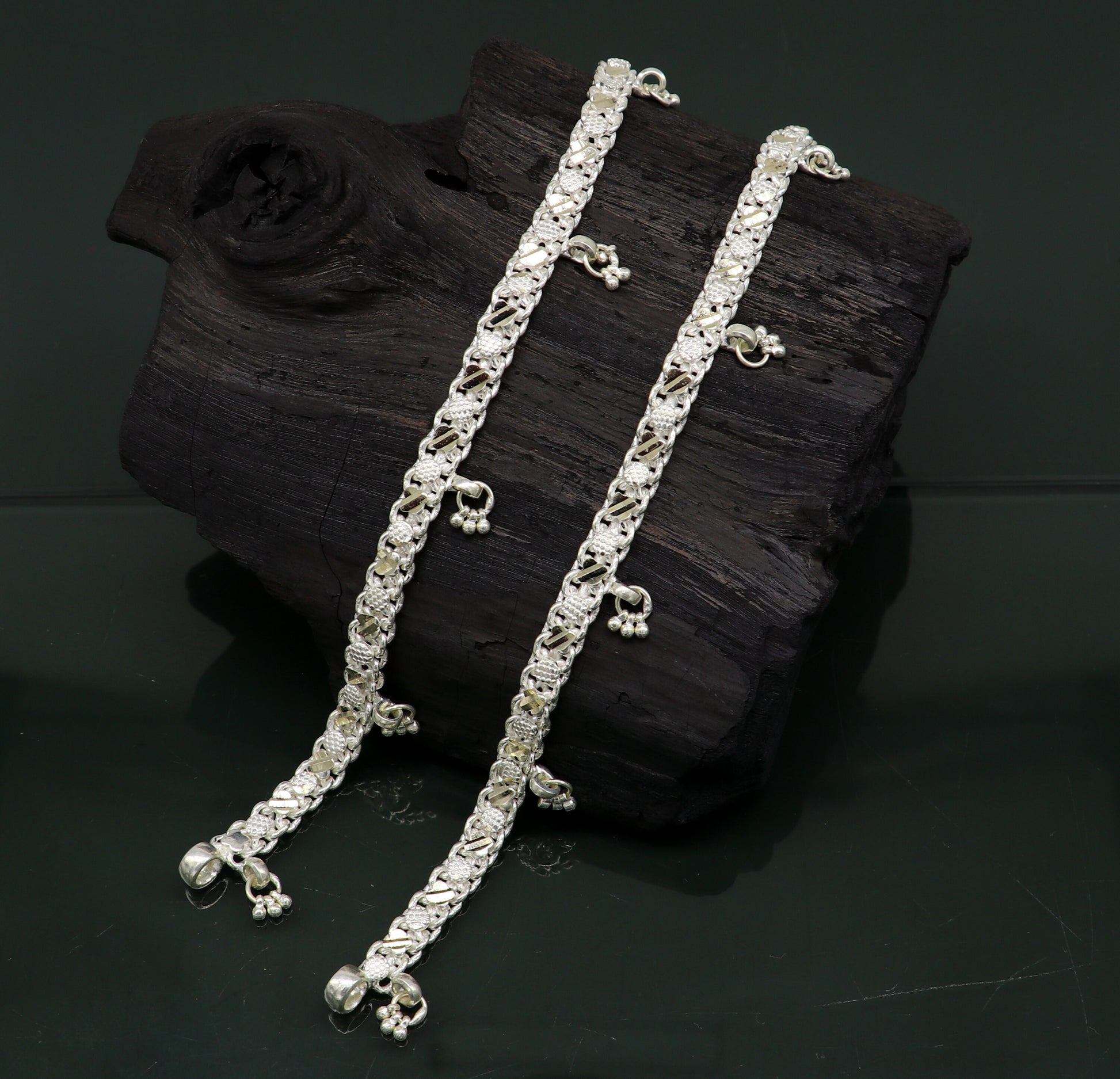 11.8"  sterling silver solid customized design ankle bracelet foot bracelet anklets vintage designer tribal belly dance jewelry ank326 - TRIBAL ORNAMENTS