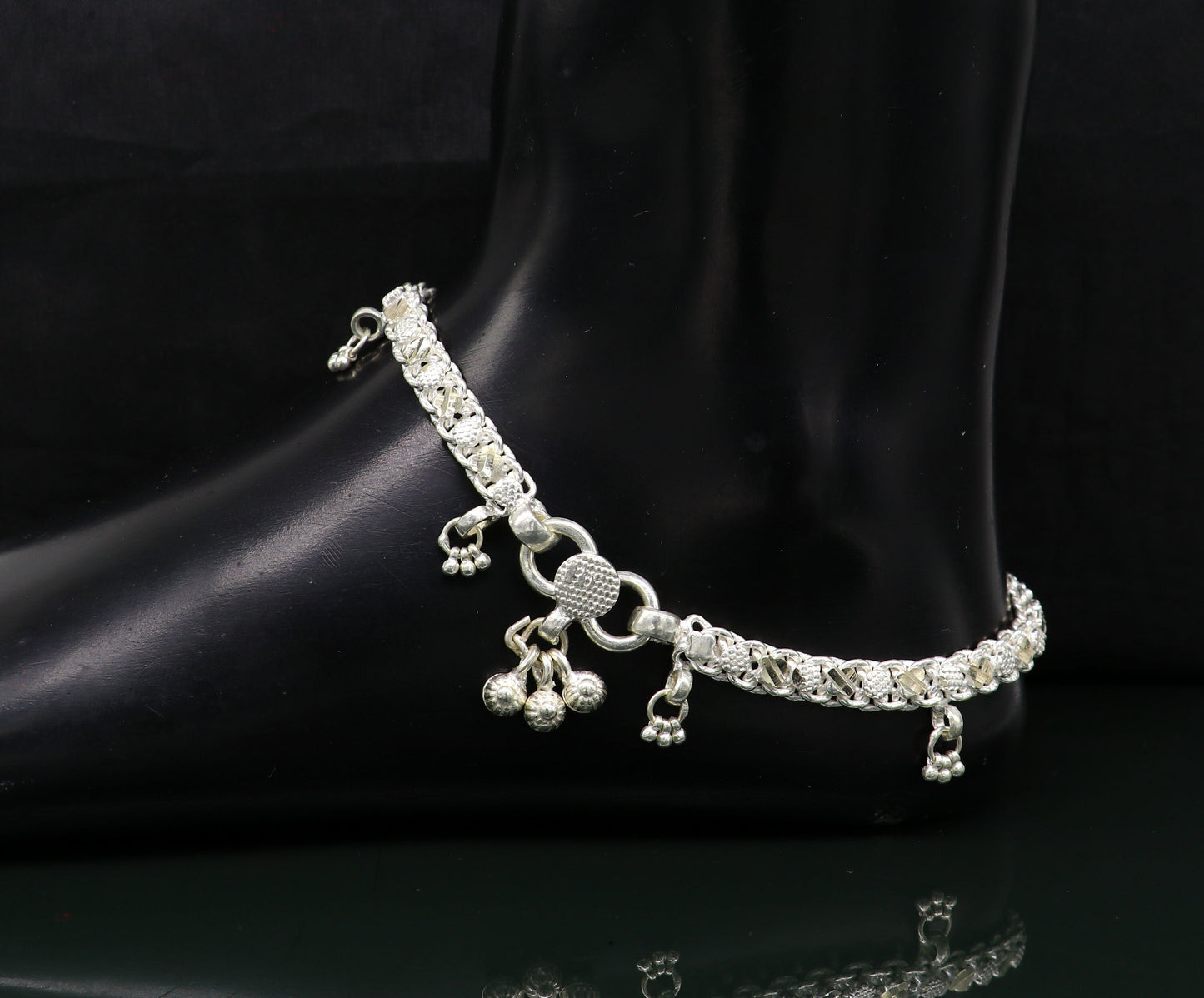 11.8" sterling silver solid customized design ankle bracelet foot bracelet anklets vintage designer tribal belly dance jewelry ank327 - TRIBAL ORNAMENTS