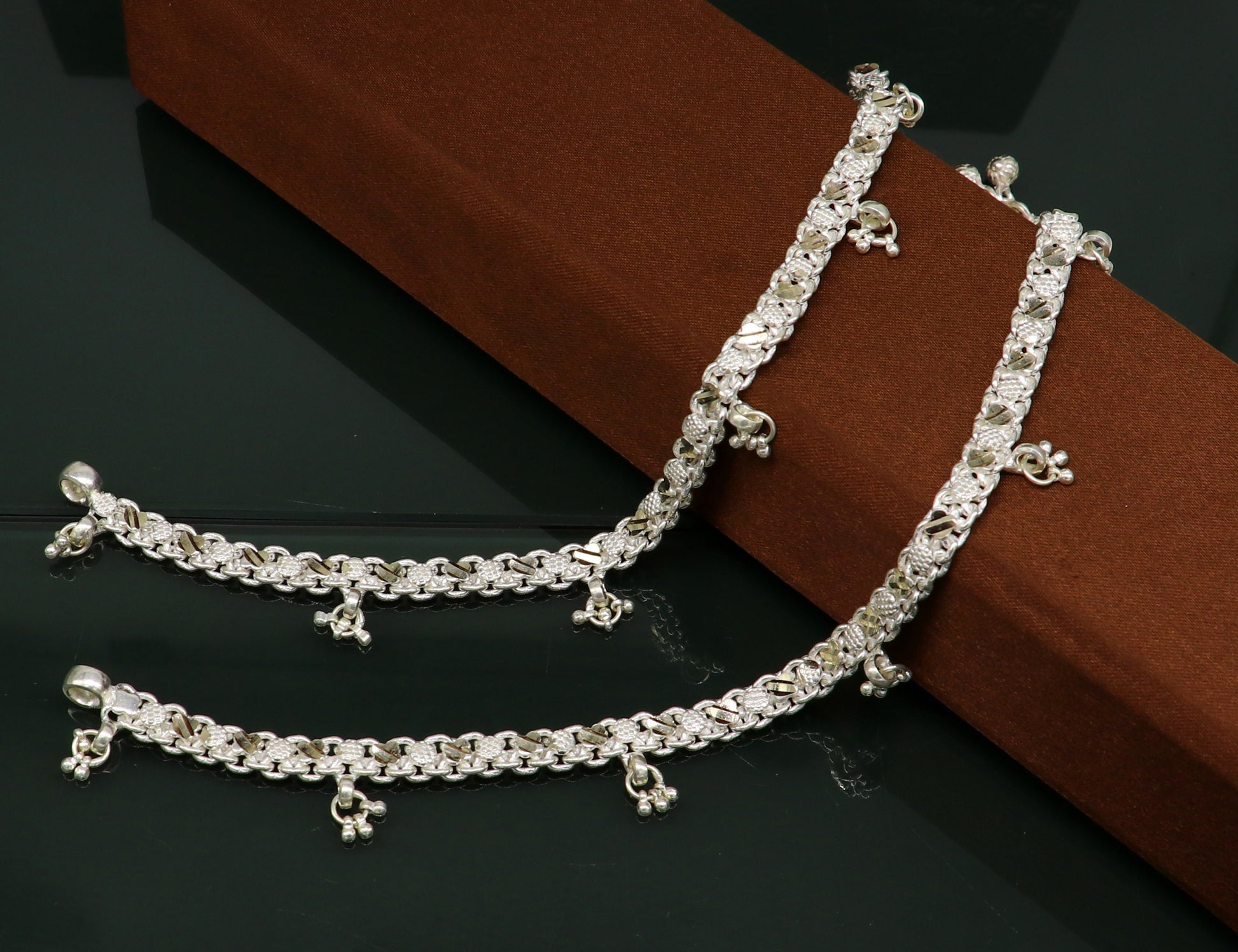 11.8" sterling silver solid customized design ankle bracelet foot bracelet anklets vintage designer tribal belly dance jewelry ank327 - TRIBAL ORNAMENTS