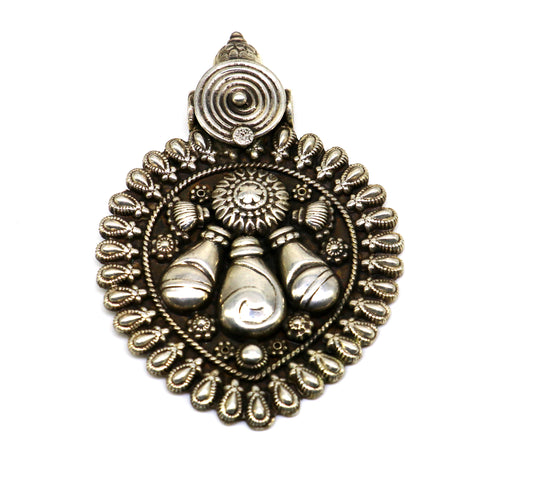 925 sterling silver handmade amazing vintage design pendant, unique handcrafted work pendant tribal Banjara ethnic bellydance jewelry nsp423 - TRIBAL ORNAMENTS
