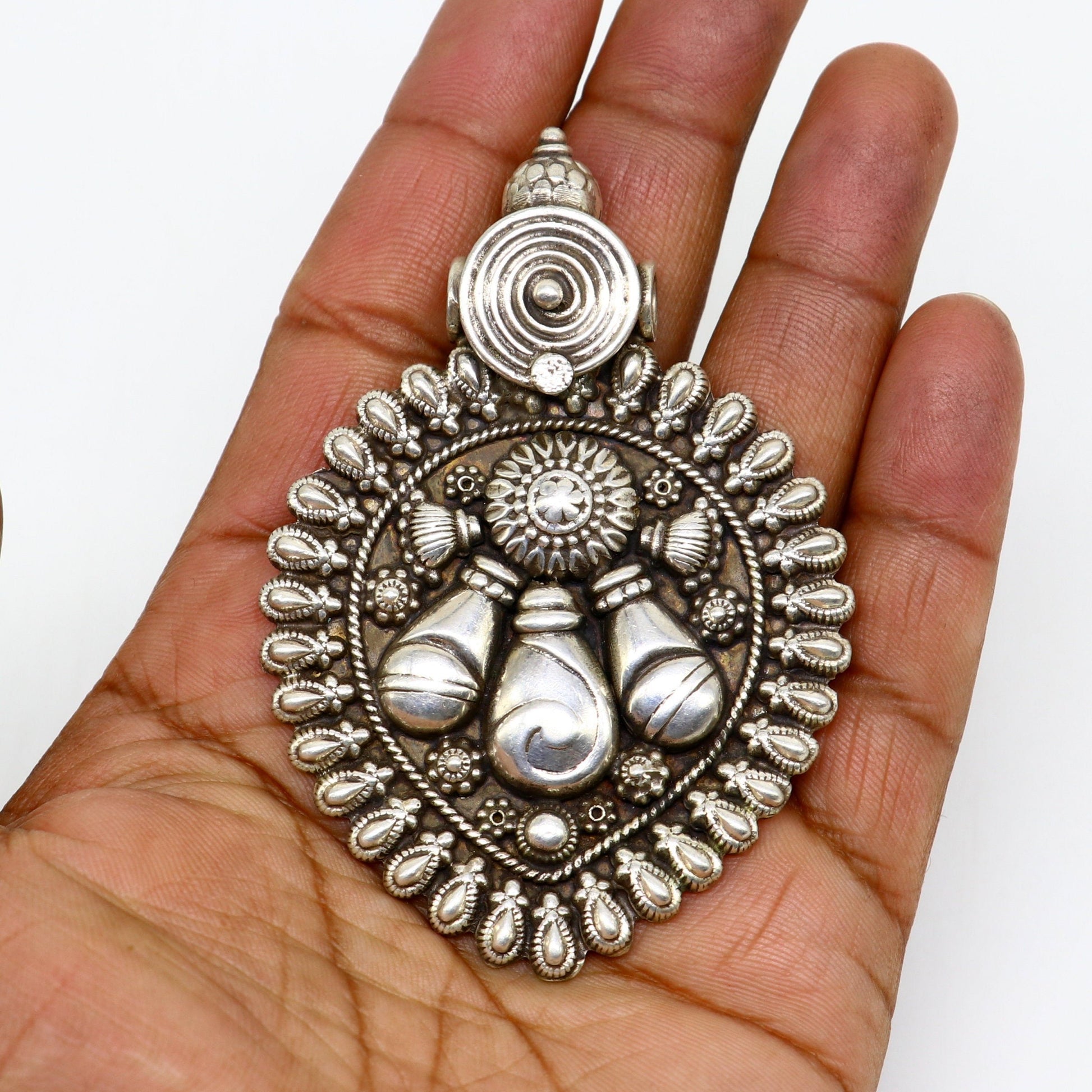 925 sterling silver handmade amazing vintage design pendant, unique handcrafted work pendant tribal Banjara ethnic bellydance jewelry nsp423 - TRIBAL ORNAMENTS