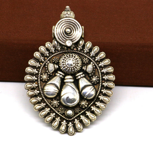 925 sterling silver handmade amazing vintage design pendant, unique handcrafted work pendant tribal Banjara ethnic bellydance jewelry nsp423 - TRIBAL ORNAMENTS