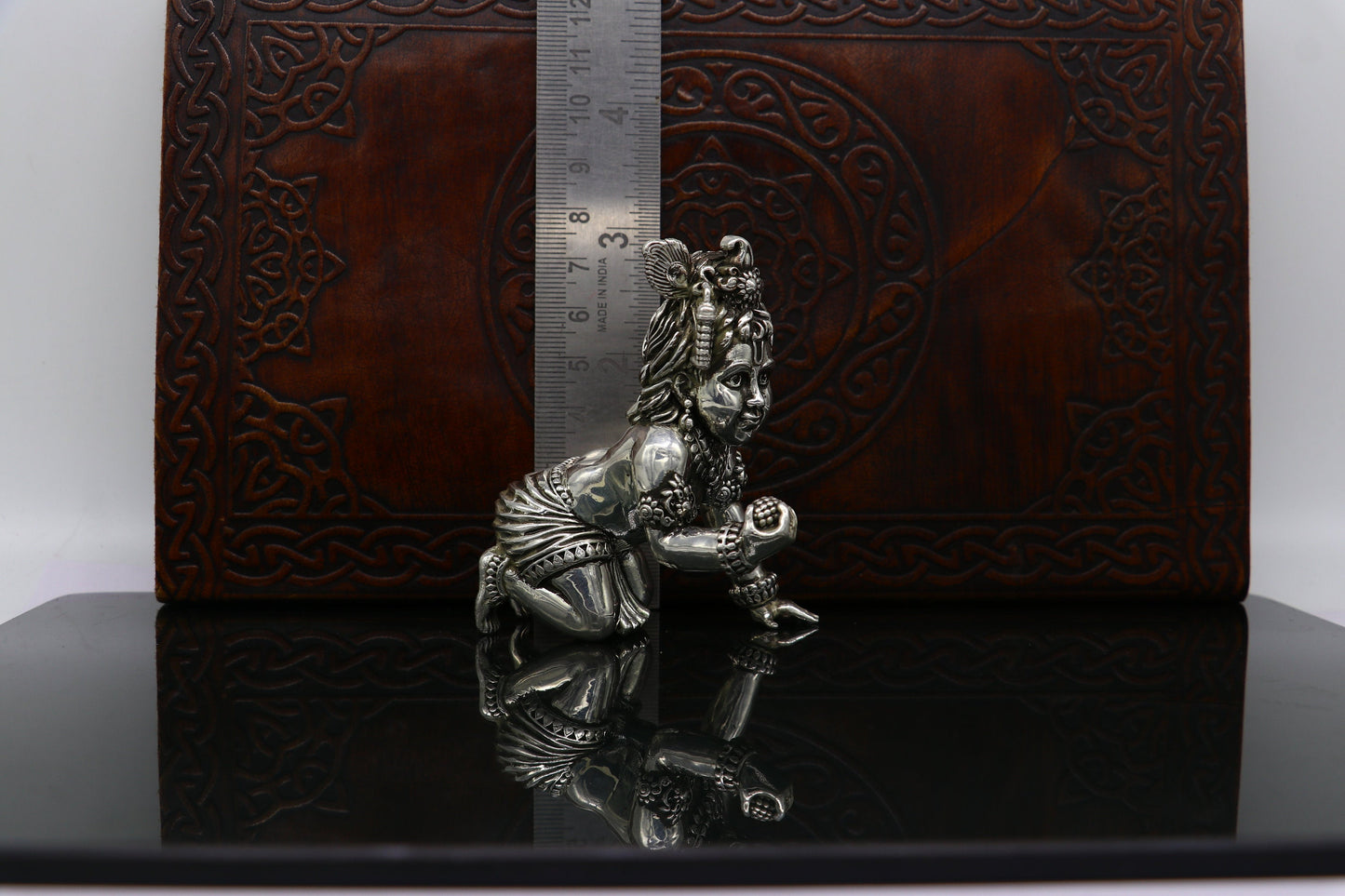 925 Sterling silver customized Idol Krishna Bal Gopal statue figurine, laddu gopal sculpture home temple utensil, silver article su210 - TRIBAL ORNAMENTS