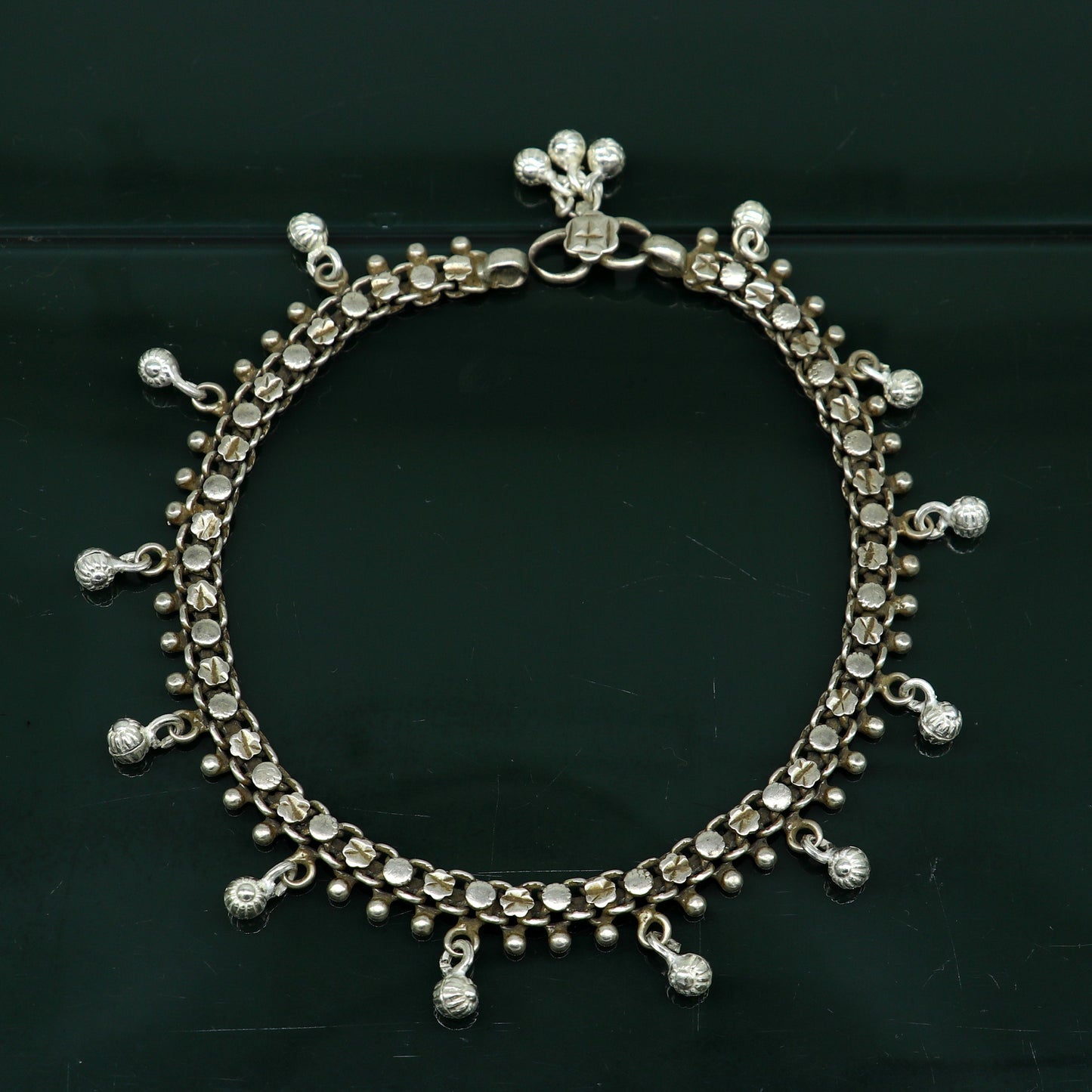Vintage antique sterling silver handmade old anklet belly dance jewelry, excellent ankle bracelet customized tribal jewelry anko53 - TRIBAL ORNAMENTS