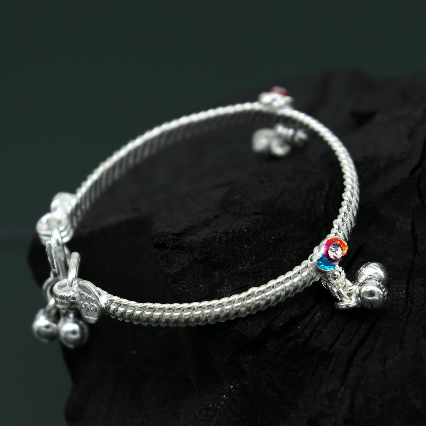 5" inches long handmade noisy bells single anklet, fabulous baby ankle bracelet tribal style foot bracelet jewelry from India ank353 - TRIBAL ORNAMENTS