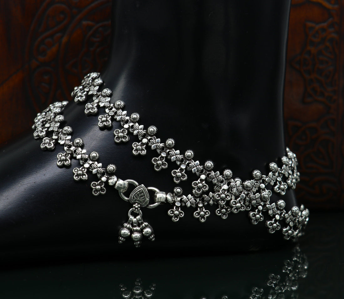 925 sterling silver custom made anklets, best anklets bracelet, foot bracelet, belly dance jewelry, elegant tribal ethnic anklets nank289 - TRIBAL ORNAMENTS