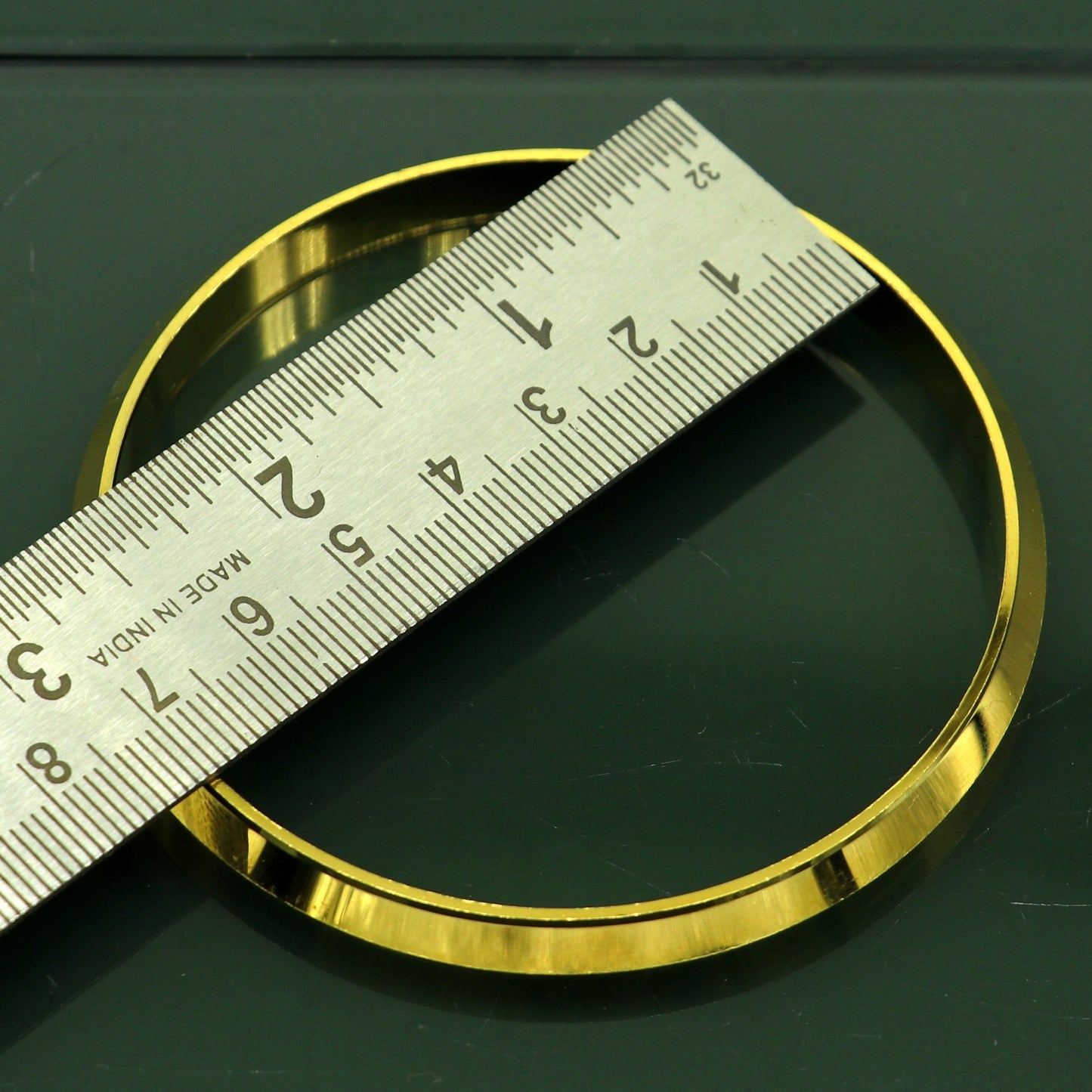 Super gold polished or plated over solid silver bangle kada, excellent sikhha punjabi kada, best unisex gifting jewelry india nssk362 - TRIBAL ORNAMENTS