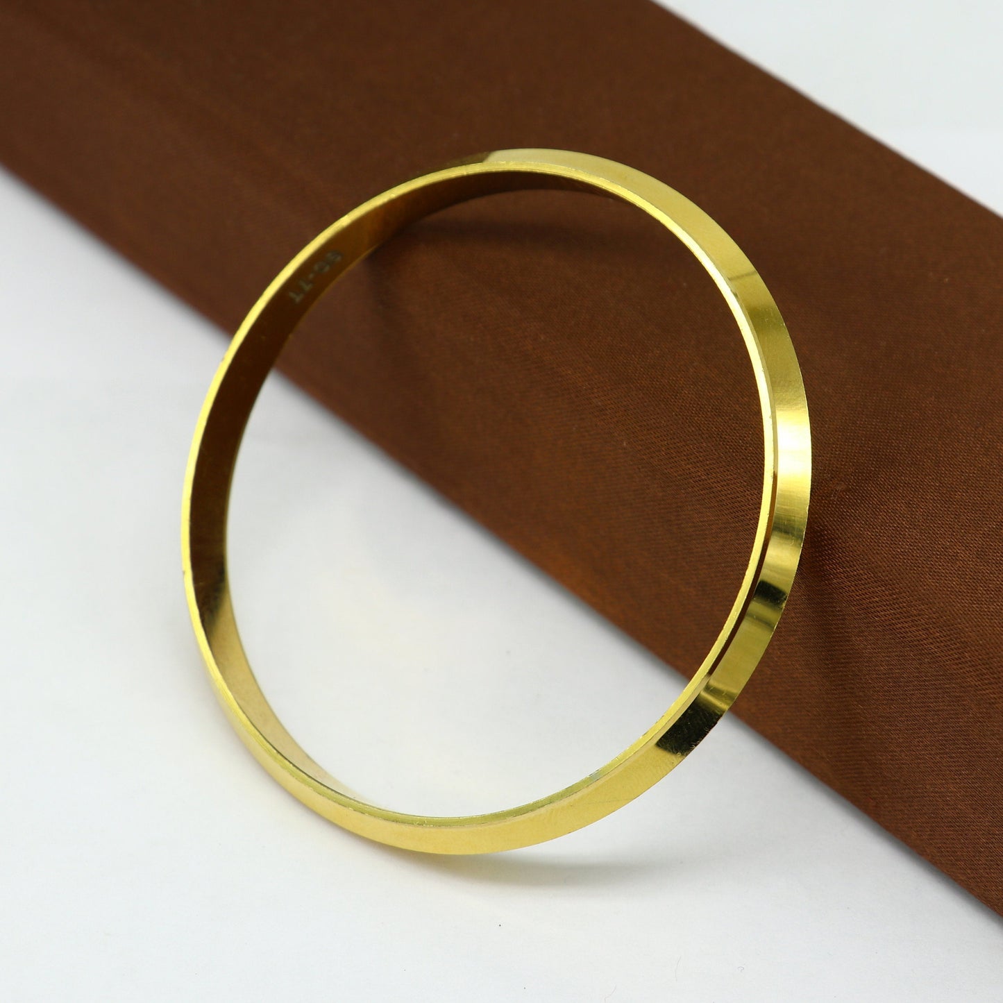 Super gold polished or plated over solid silver bangle kada, excellent sikhha punjabi kada, best unisex gifting jewelry india nssk362 - TRIBAL ORNAMENTS