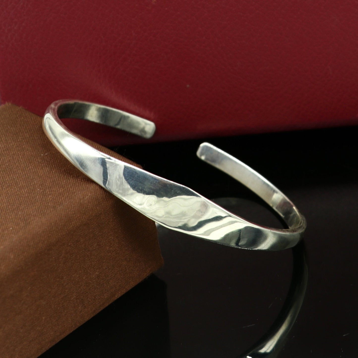 925 sterling silver handmade plain shine design adjustable bangle bracelet kada, unique design personalized kada bangle from india cuff53 - TRIBAL ORNAMENTS