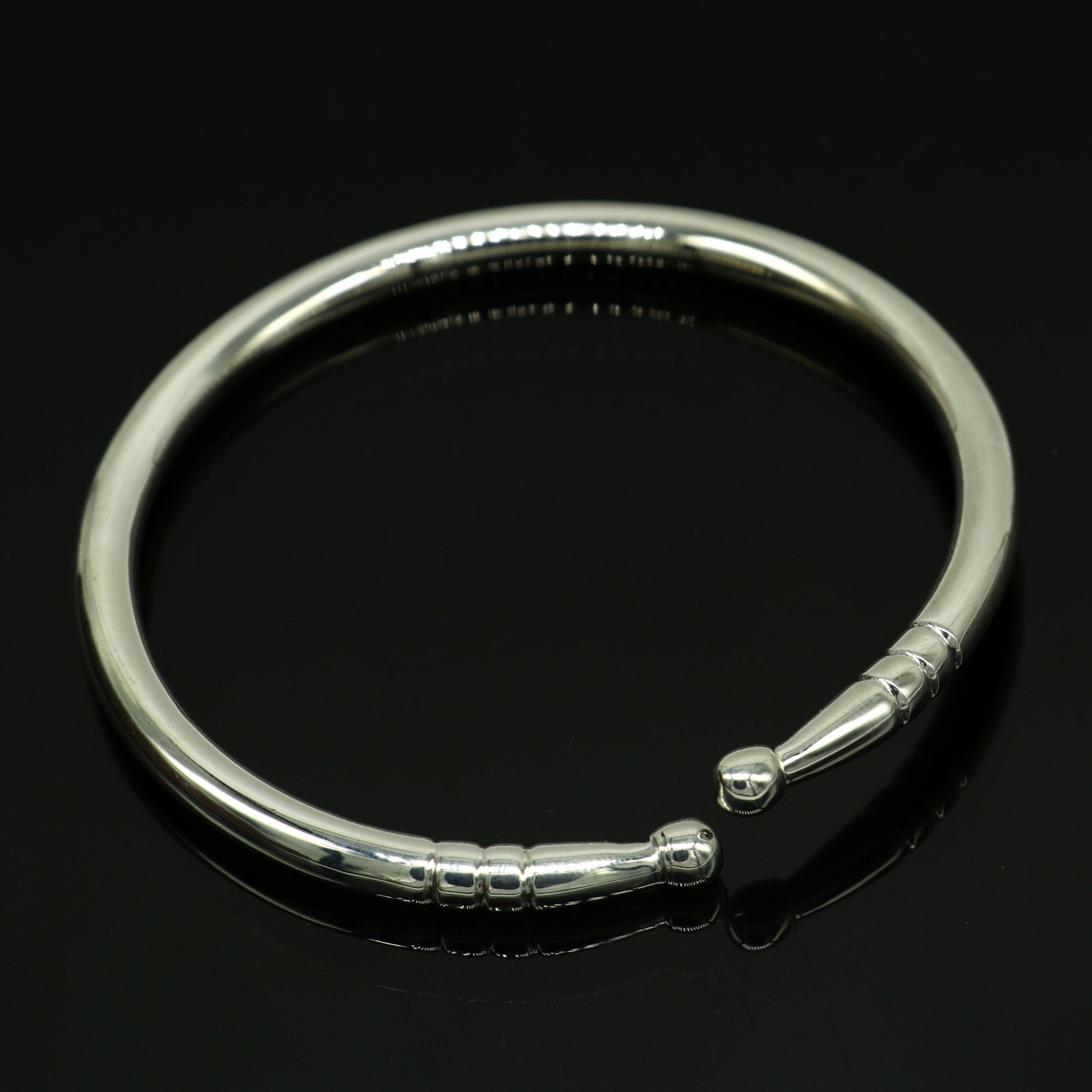 925 Solid sterling silver handmade customized design plain shiny bangle bracelet adjustable kada, best personalized gift for unisex nssk374 - TRIBAL ORNAMENTS