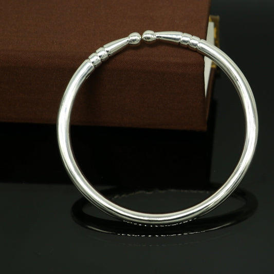 925 Solid sterling silver handmade customized design plain shiny bangle bracelet adjustable kada, best personalized gift for unisex nssk374 - TRIBAL ORNAMENTS