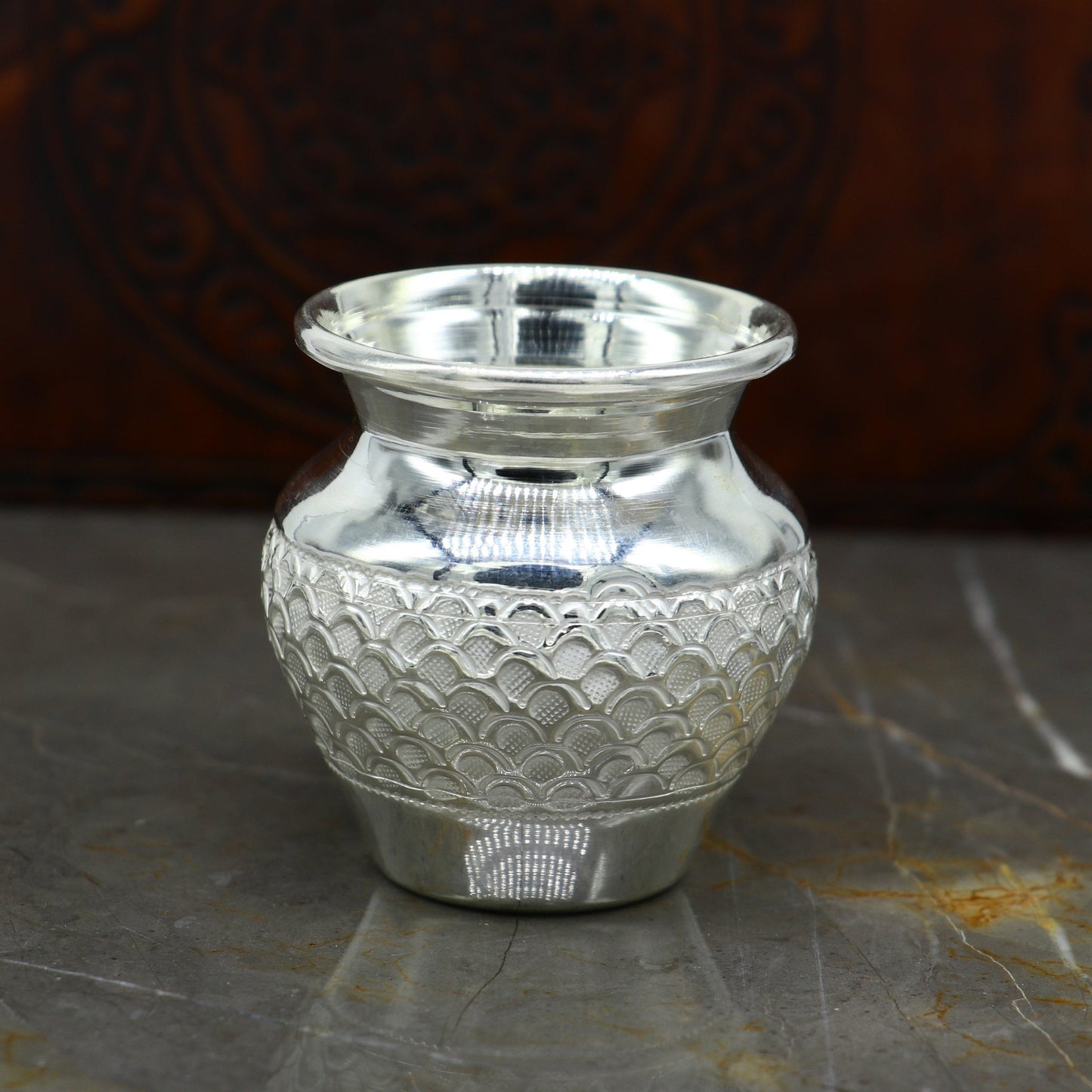 925 sterling silver handmade gorgeous kalash or pot, unique special silver puja article, water or milk kalas pot from india sv158 - TRIBAL ORNAMENTS