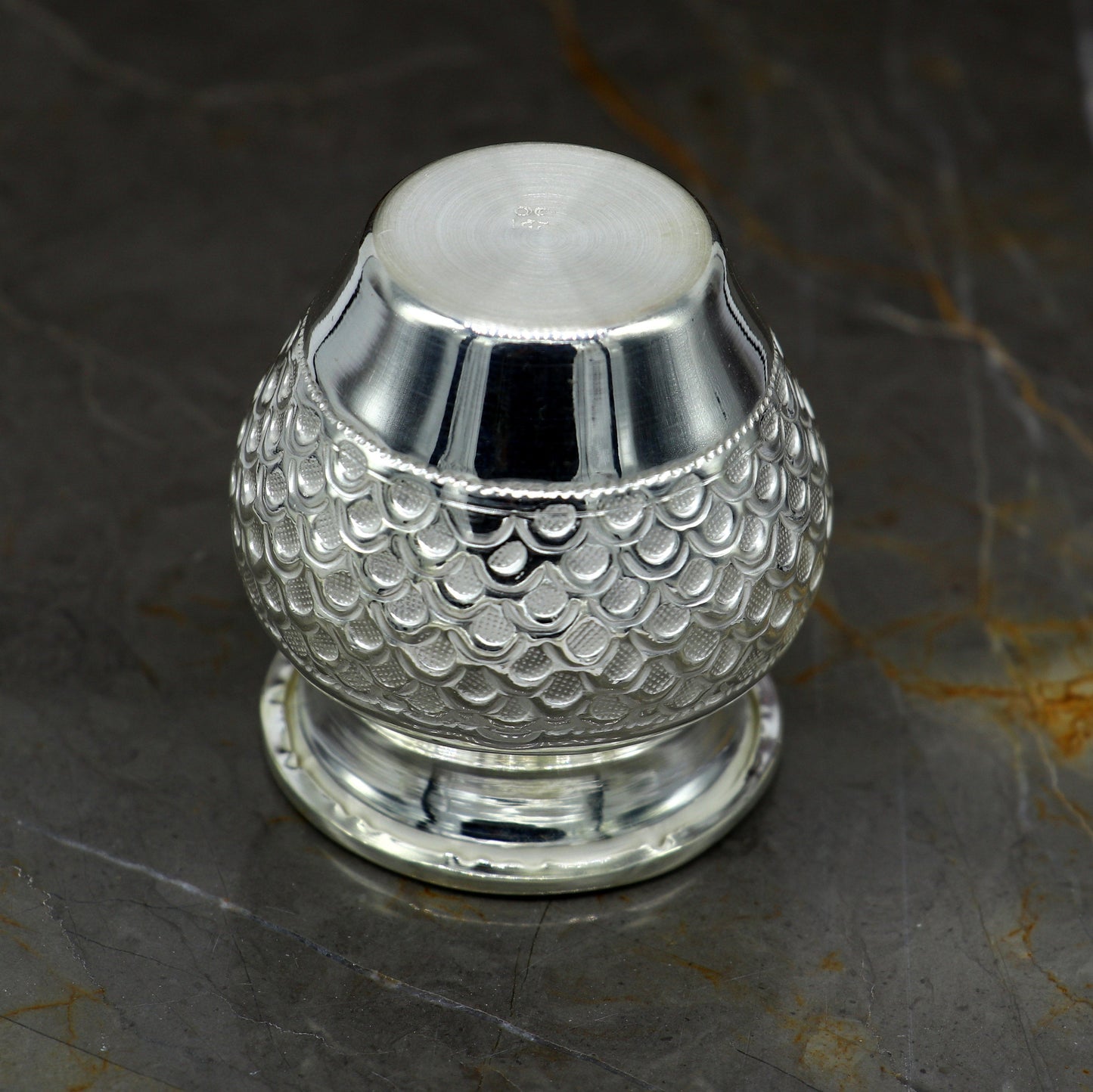 925 sterling silver handmade gorgeous kalash or pot, unique special silver puja article, water or milk kalas pot from india sv158 - TRIBAL ORNAMENTS