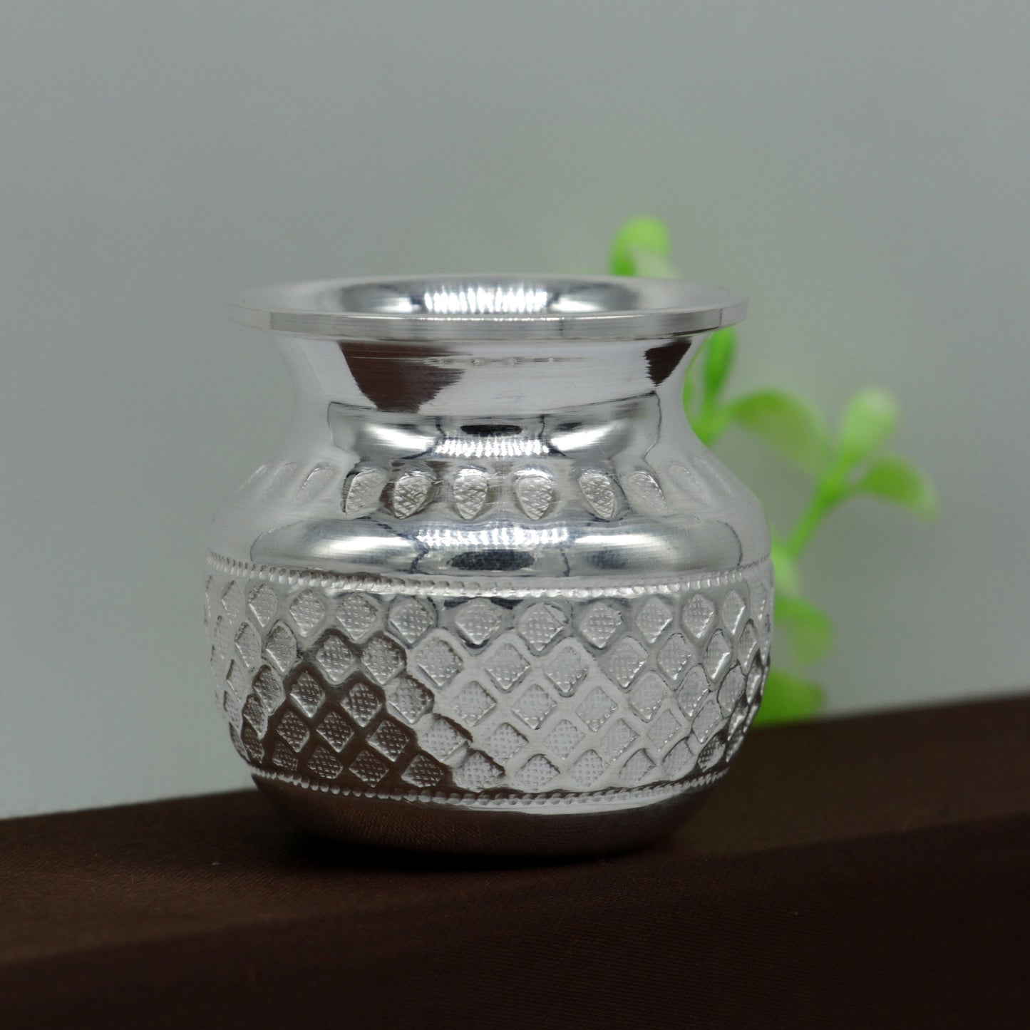 925 sterling silver handmade gorgeous kalash or pot, unique special silver puja article, water or milk kalas pot from india sv159 - TRIBAL ORNAMENTS