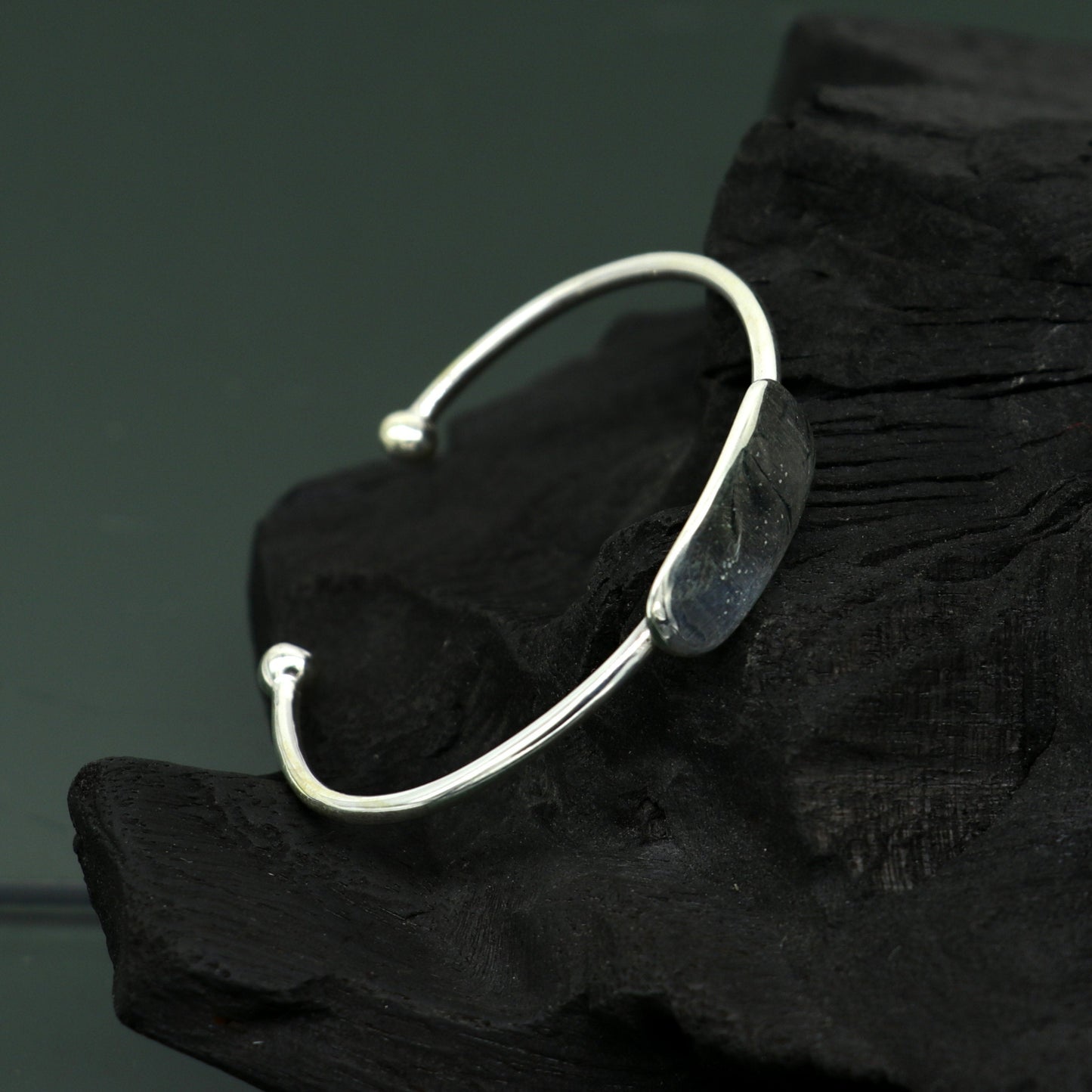 925 sterling silver exclusive plain bright design new born baby bangle kada, baby bracelet kada, best gift for your baby from india nbbk222 - TRIBAL ORNAMENTS