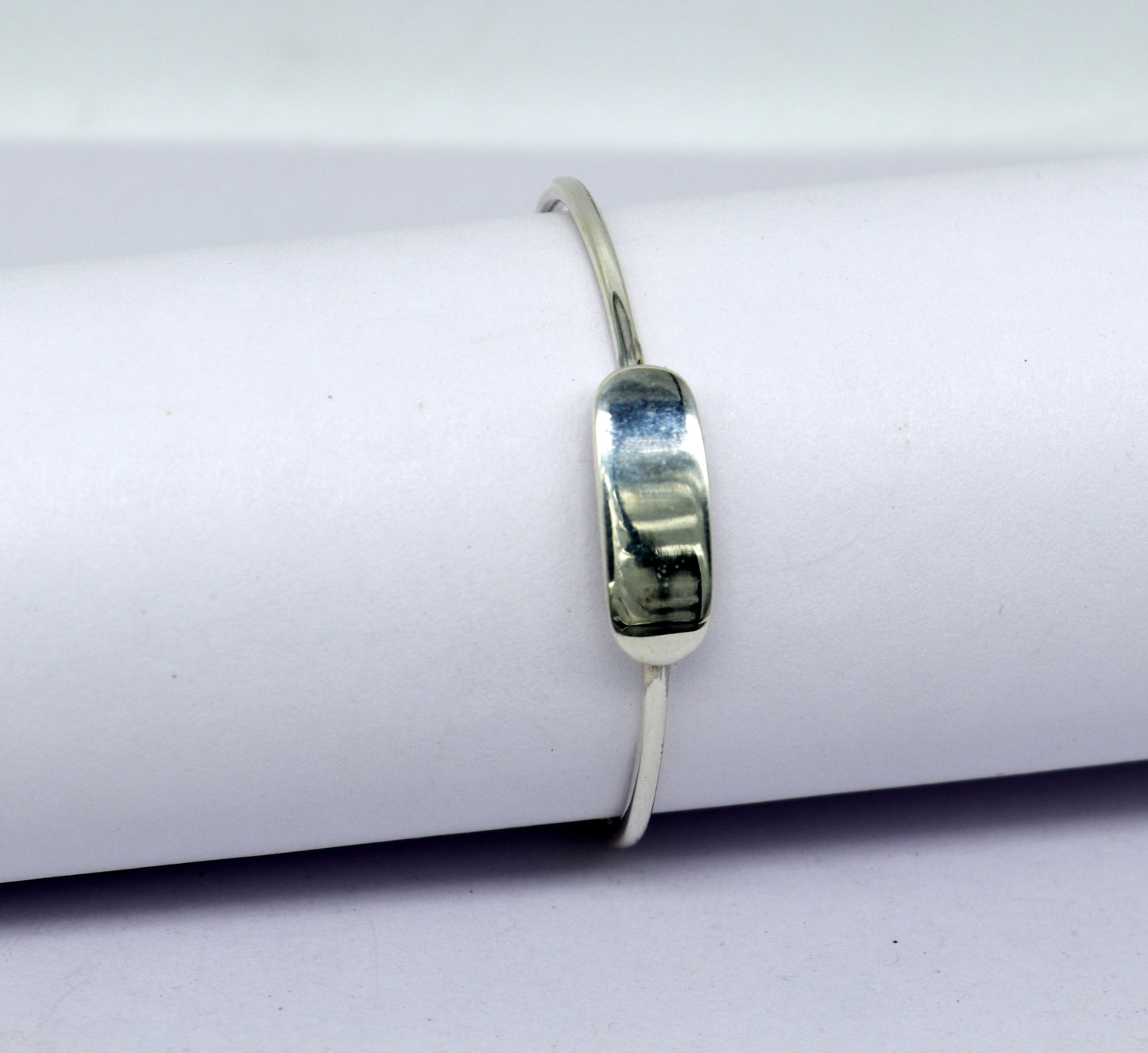 925 sterling silver exclusive plain bright design new born baby bangle kada, baby bracelet kada, best gift for your baby from india nbbk222 - TRIBAL ORNAMENTS