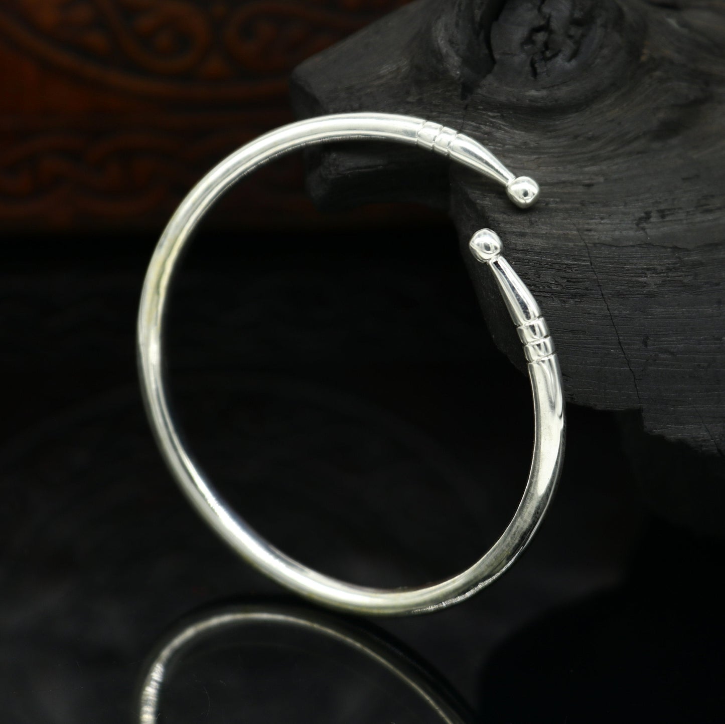925 sterling silver solid plain shiny design girl's adjustable bangle kada, best gifting adjustable kada excellent brides jewelry nssk382 - TRIBAL ORNAMENTS