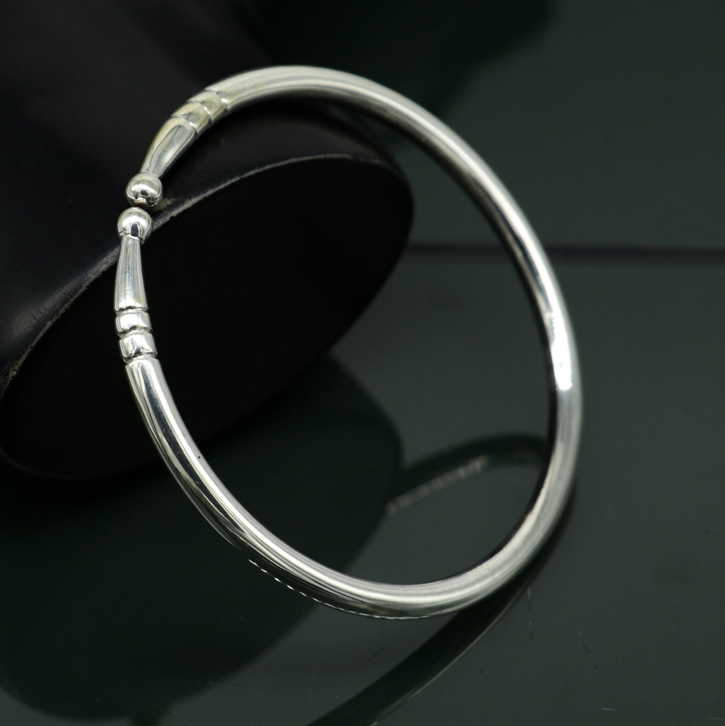 925 sterling silver solid plain shiny design unisex adjustable bangle kada, best gifting adjustable kada excellent brides jewelry nssk372 - TRIBAL ORNAMENTS