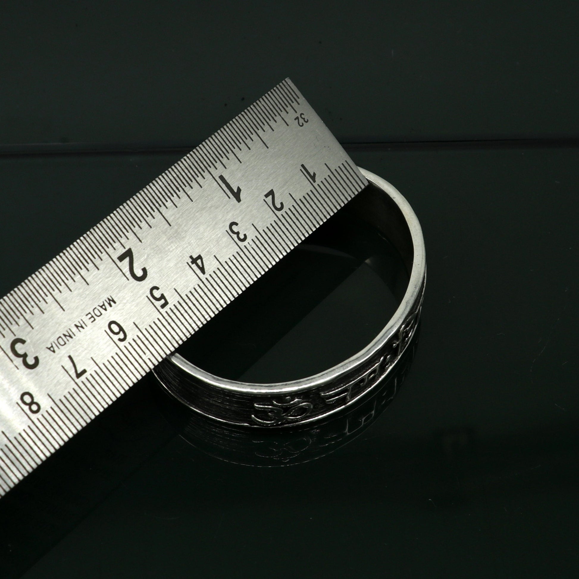 Authentic 925 sterling silver exclusive design handmade cuff kada bracelet, easy to adjust with your wrist, pure mantra kada jewelry cuff47 - TRIBAL ORNAMENTS