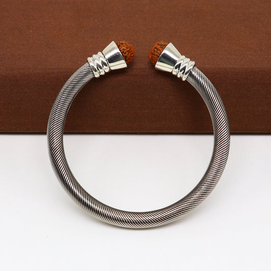 925 Sterling silver handmade vintage antique stylish customized kada bangle bracelet, adjustable by twisting, unisex gifting jewelry nsk356 - TRIBAL ORNAMENTS