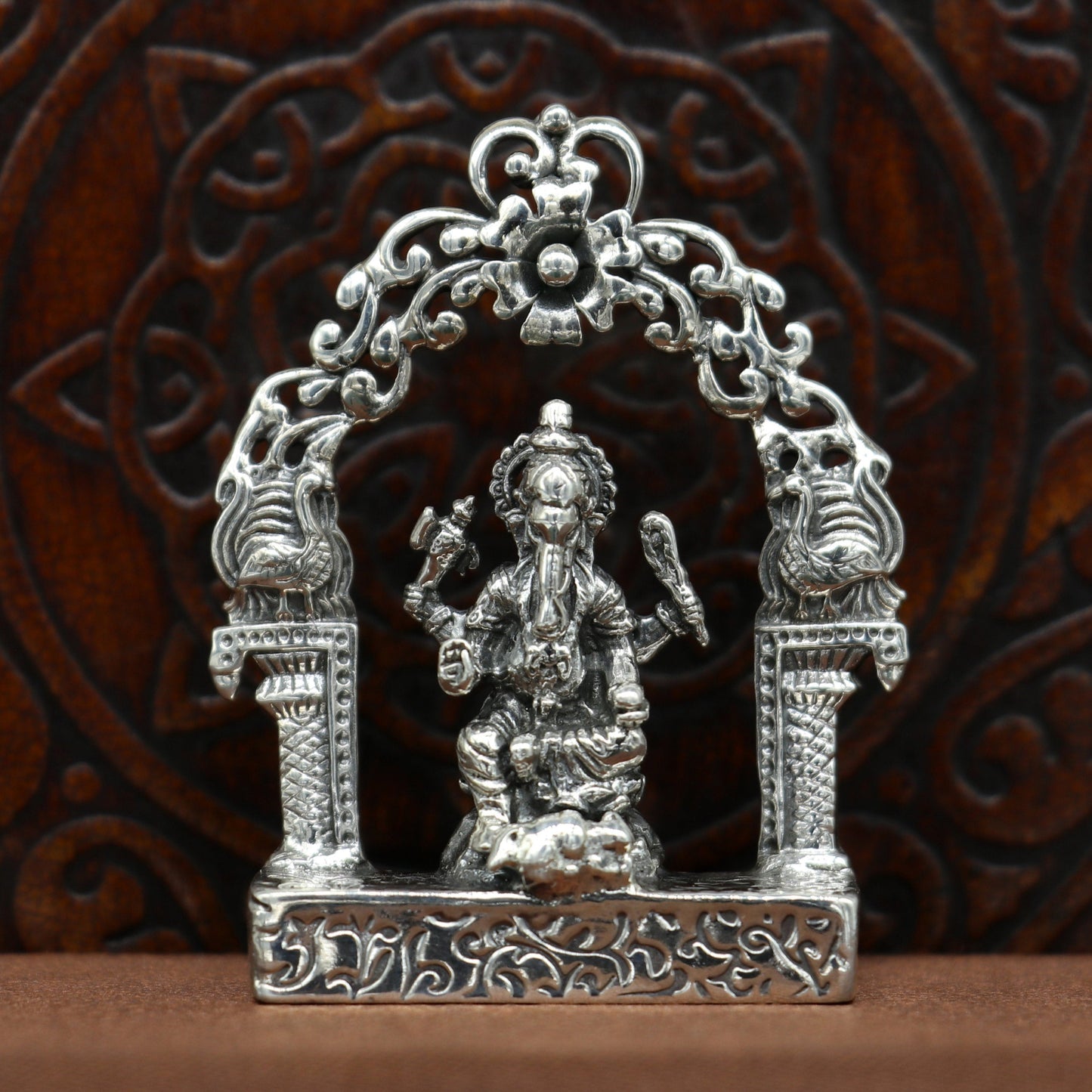 925 Sterling silver Lord Ganesh Idol, Pooja Articles, Silver Idols Figurine, handcrafted Lord Ganesh statue sculpture gifting art01 - TRIBAL ORNAMENTS