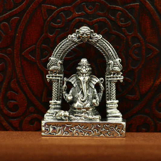 925 Sterling silver Idol lord Ganesha, Pooja Articles, Indian Silver Idols, handcrafted Ganesh statue sculpture amazing gifting Art03 - TRIBAL ORNAMENTS