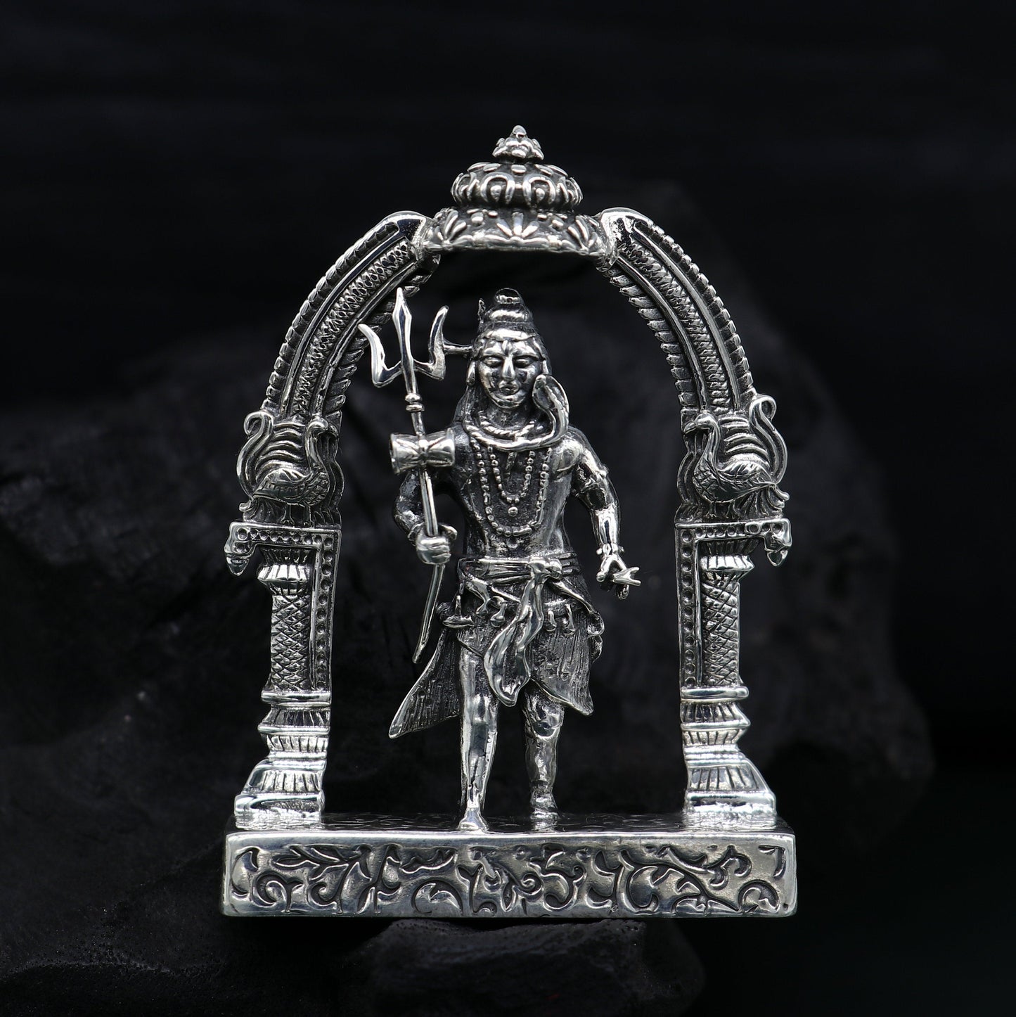 925 Sterling silver handmade vintage look indian hindu idols Lord Shiva with trident stunning statue figurine, puja articles best gift art09 - TRIBAL ORNAMENTS