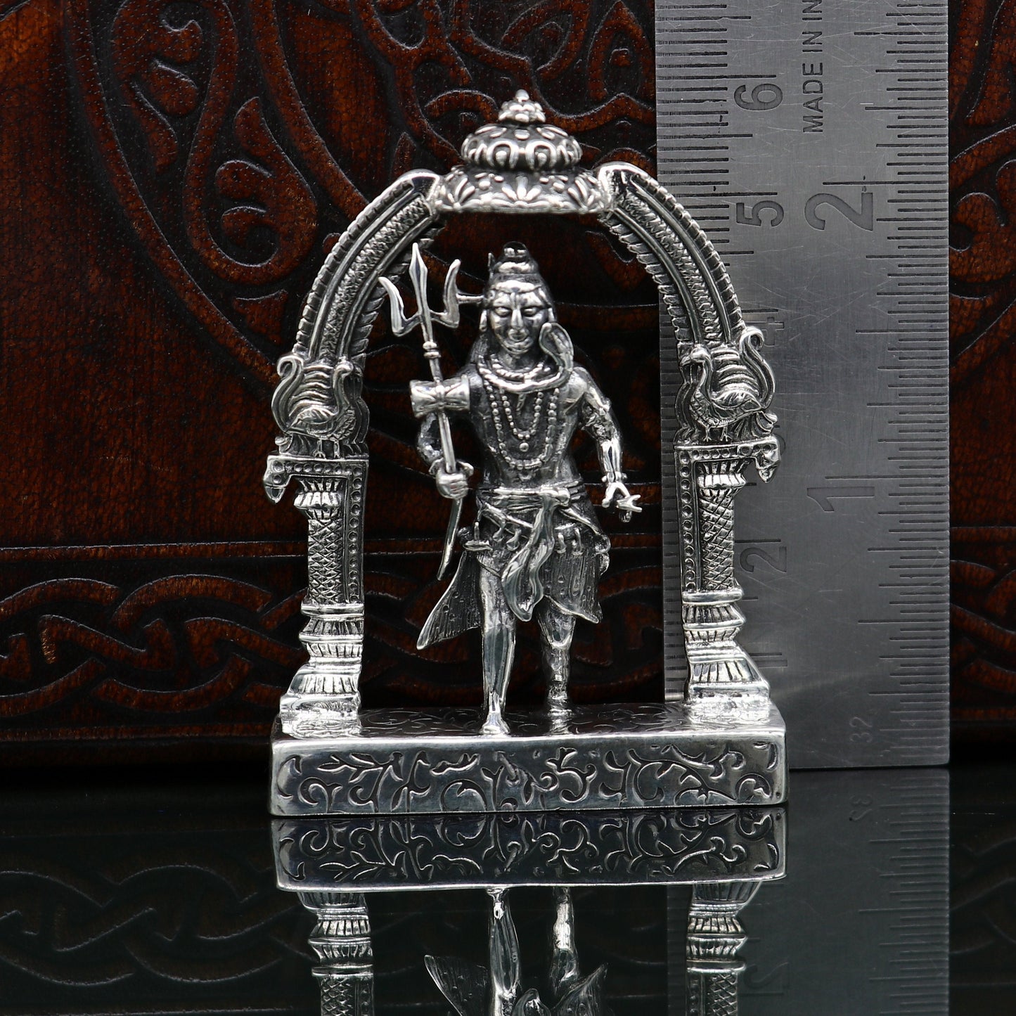 925 Sterling silver handmade vintage look indian hindu idols Lord Shiva with trident stunning statue figurine, puja articles best gift art09 - TRIBAL ORNAMENTS