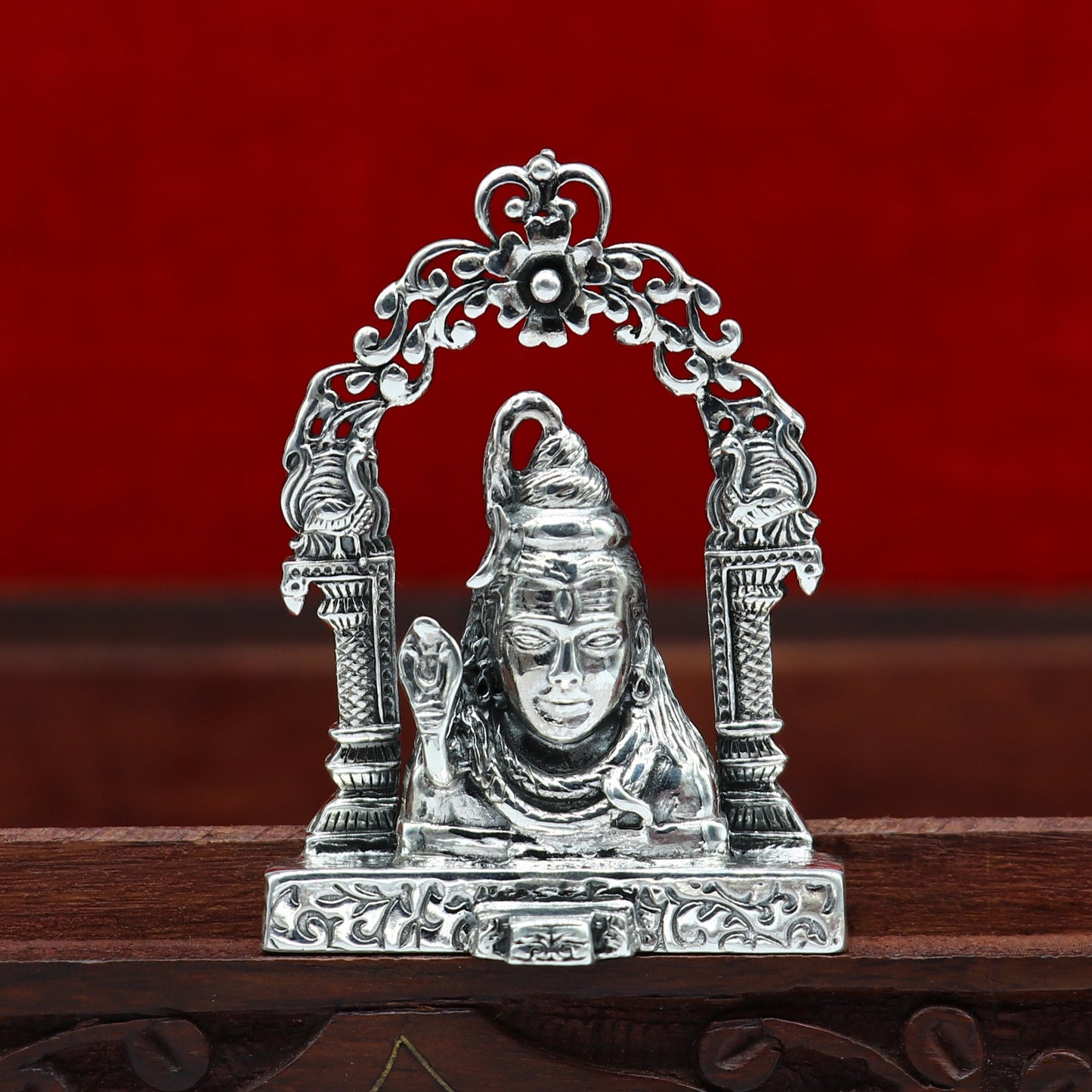 925 Sterling silver handmade antique look Indian Hindu idols Lord Shiva stunning statue figurine, puja articles best decorative gift art11 - TRIBAL ORNAMENTS